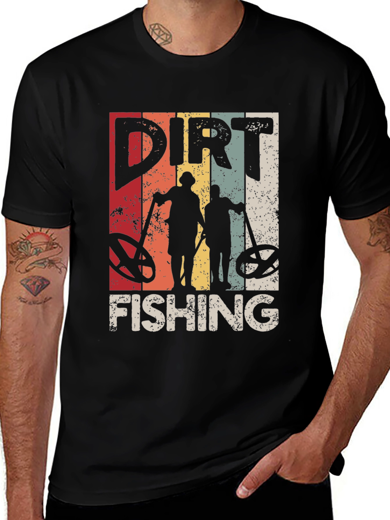 Variant 27 of Dirt Fishing Retro Style Graphic Tee - Metal Detecting Humor