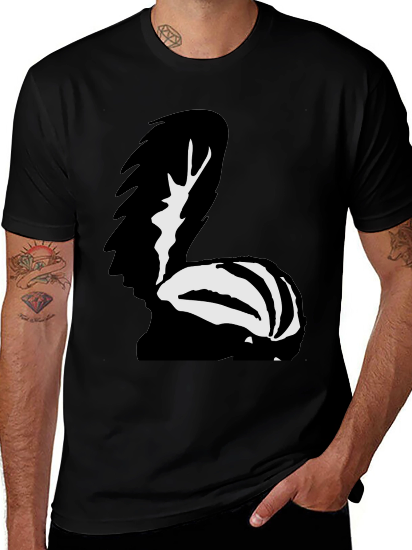 Variant 14 of Skunk Graphic Tee - Black Cotton T-Shirt