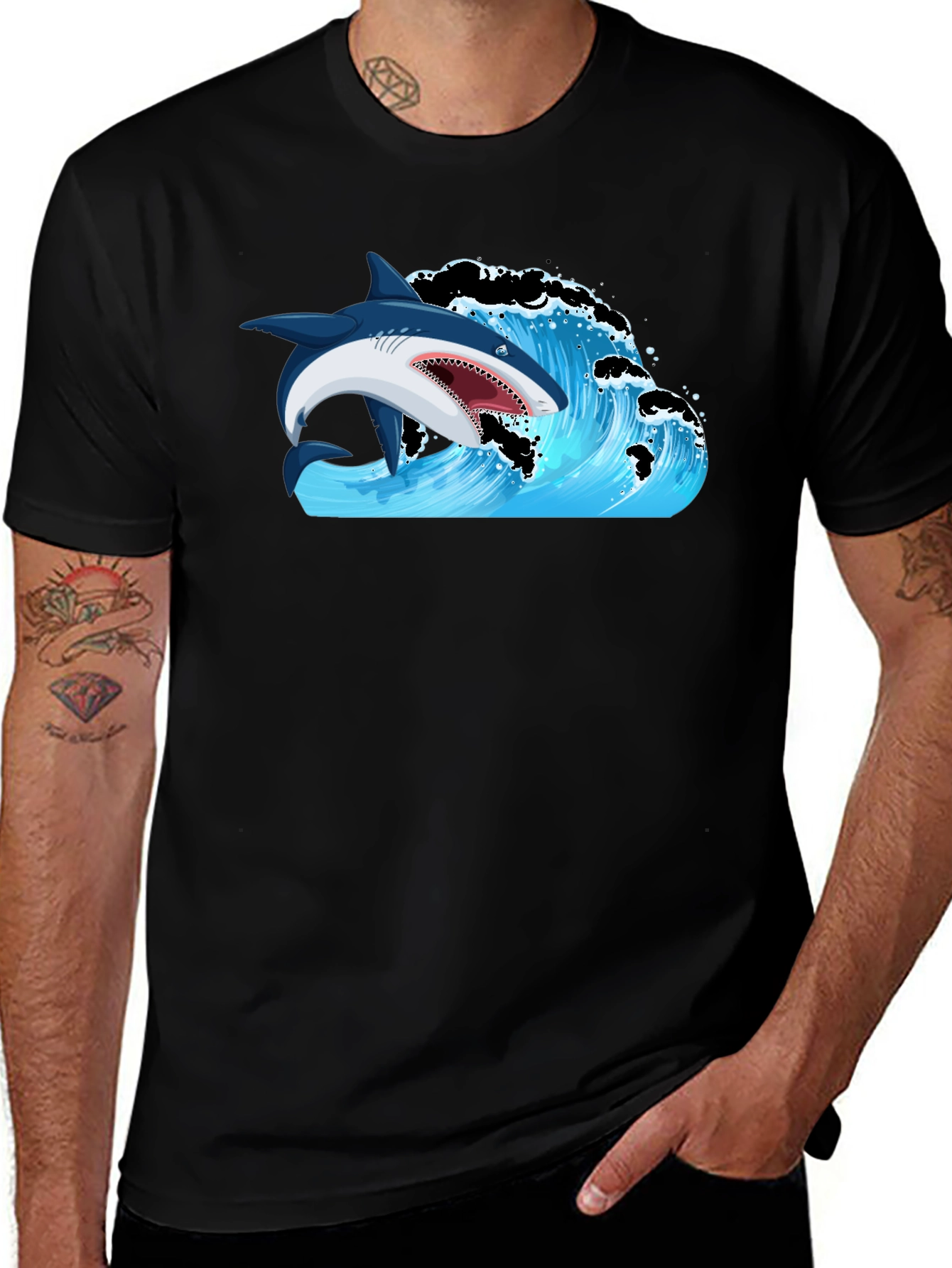 Variant 9 of Shark Wave Graphic Print T-Shirt