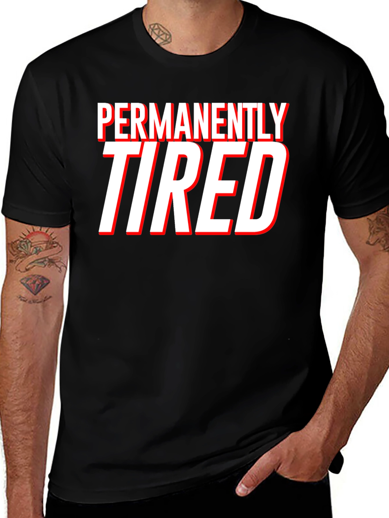 Variant 24 of Permanently Tired Graphic Tee - Black