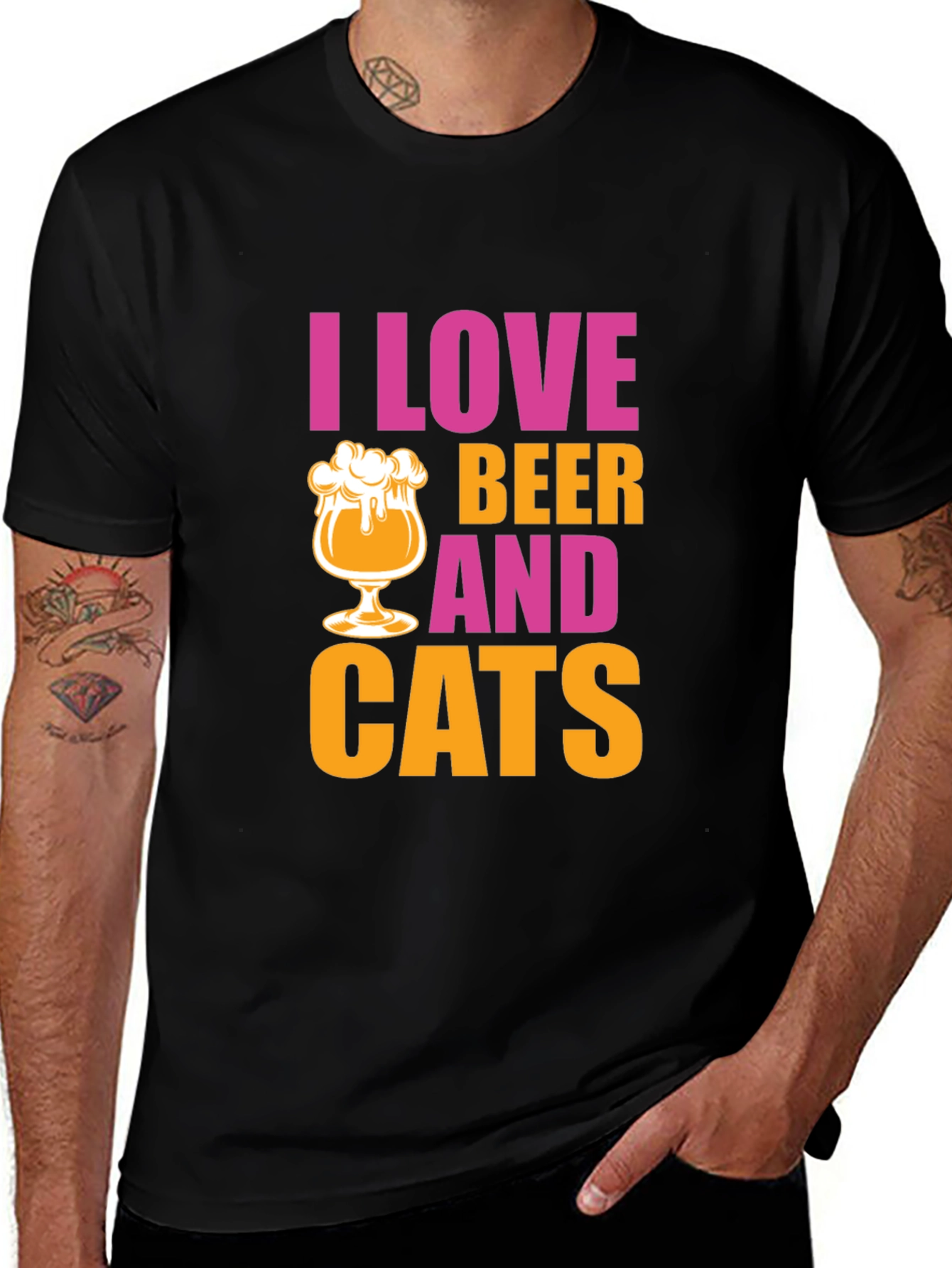 Variant 16 of I Love Beer and Cats Graphic T-Shirt