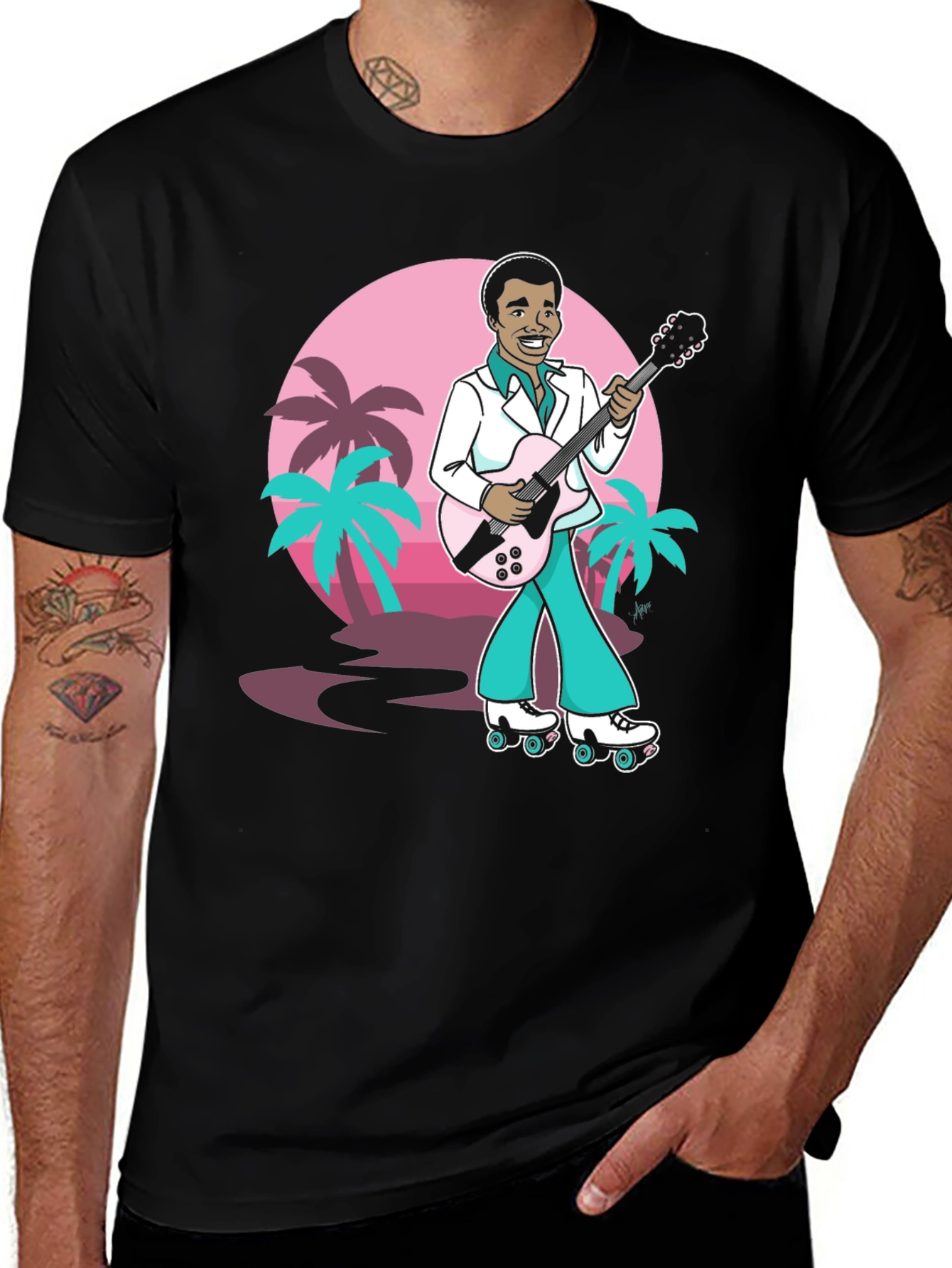Retro Roller Disco Guitarist T-Shirt