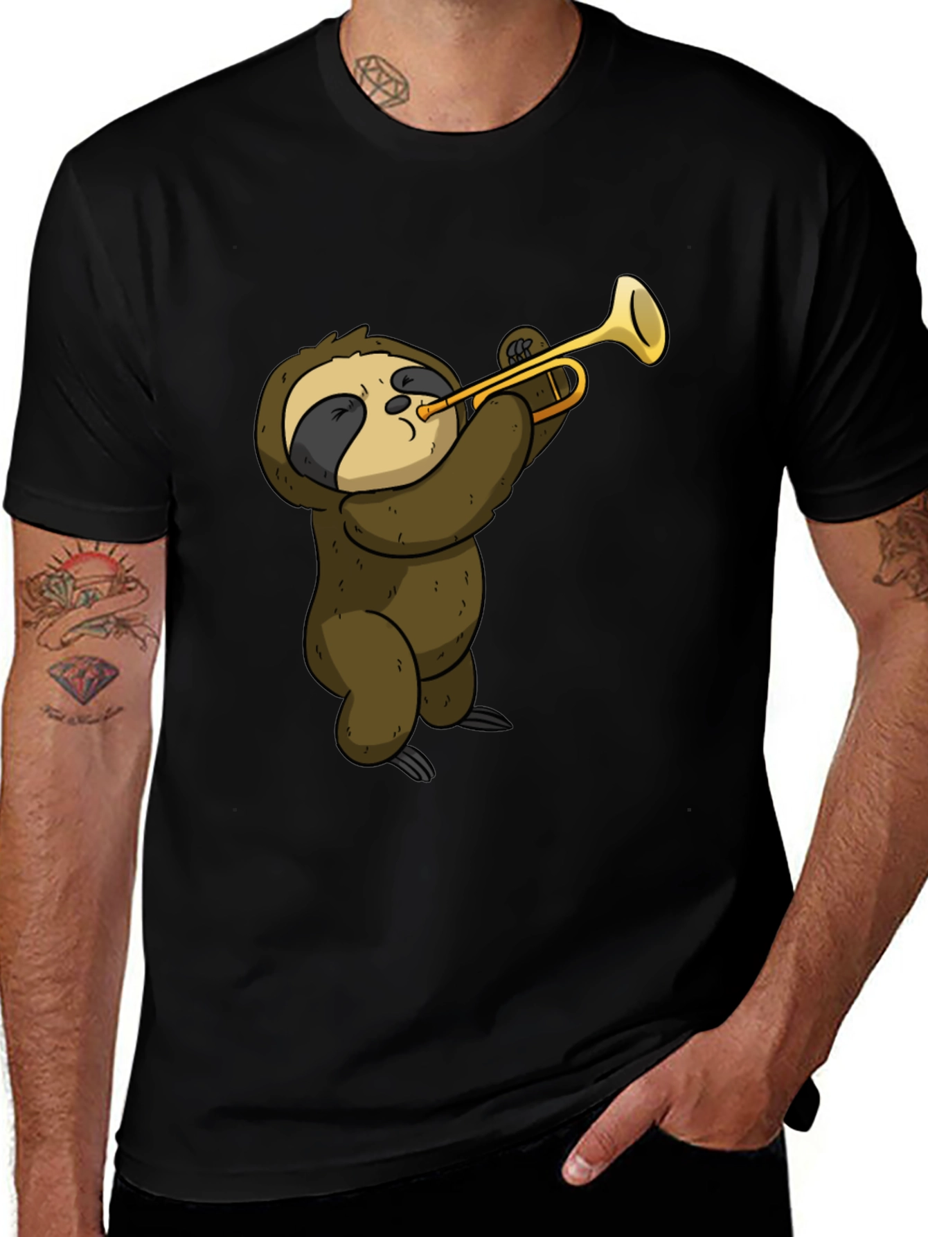 Variant 14 of Sloth Trumpet T-Shirt - Funny Musical Animal Tee