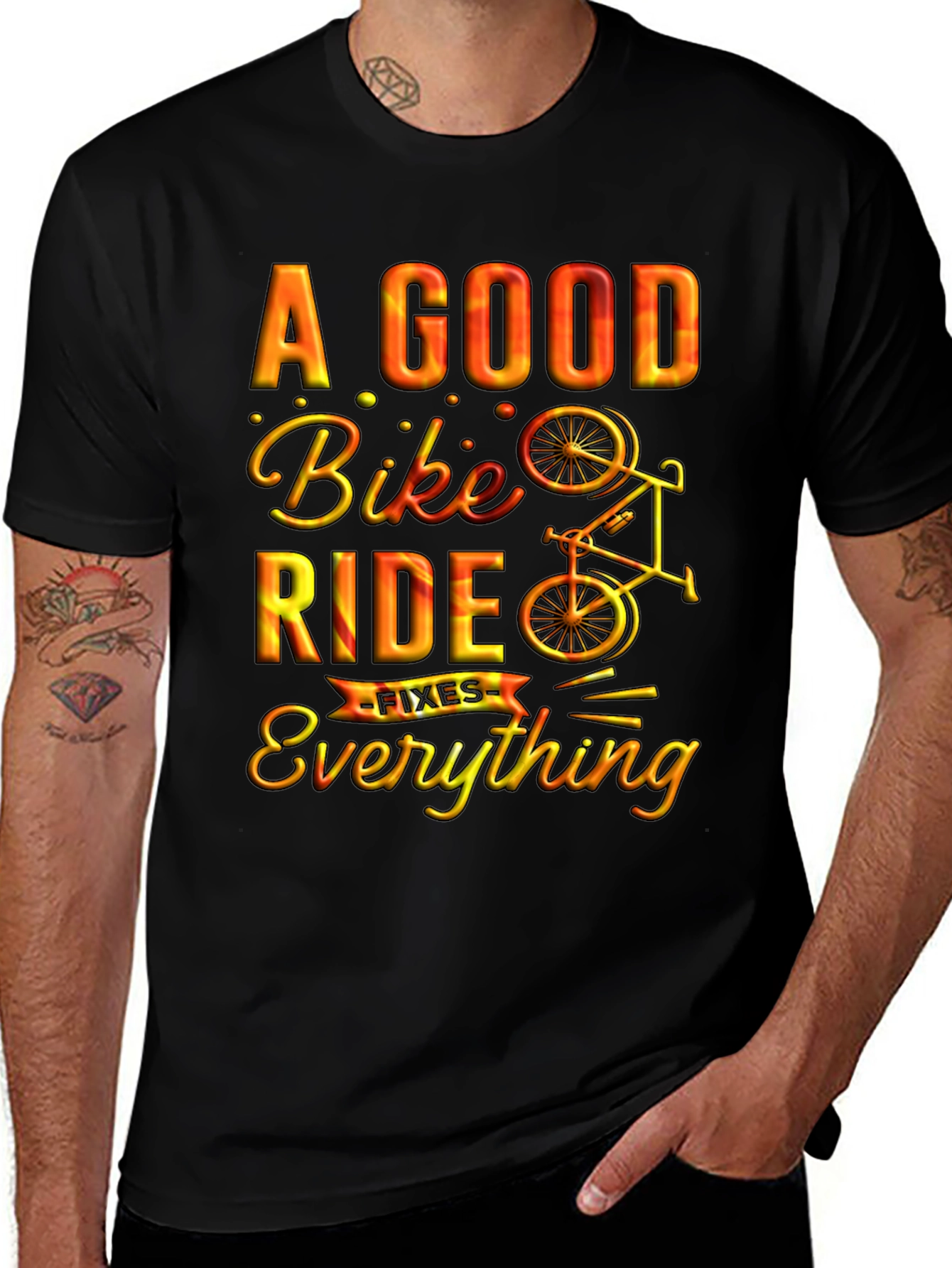 Variant 4 of A Good Bike Ride Fixes Everything Graphic Tee