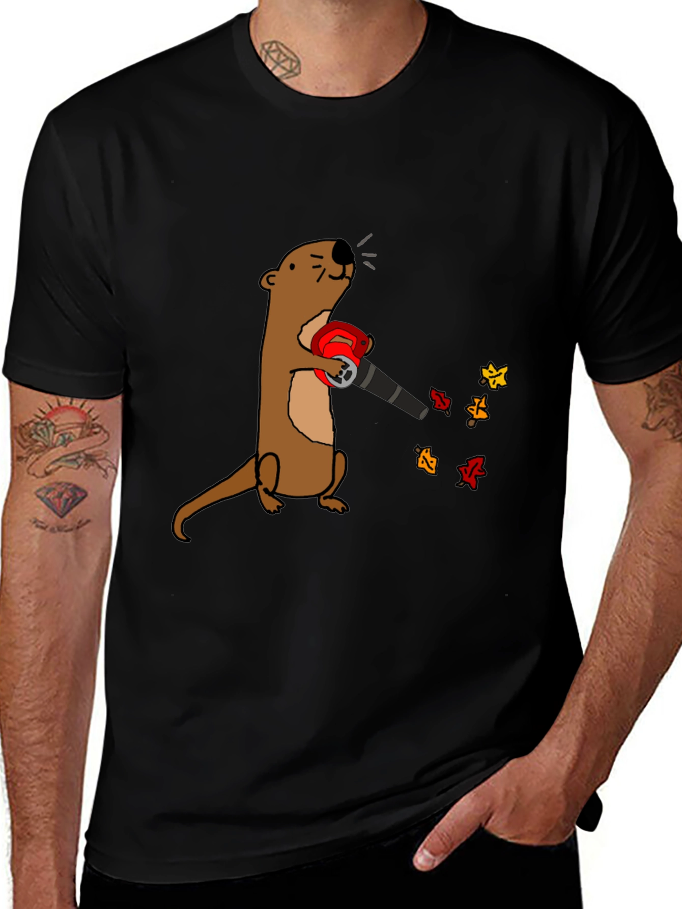 Variant 17 of Otter Leaf Blower Graphic T-Shirt