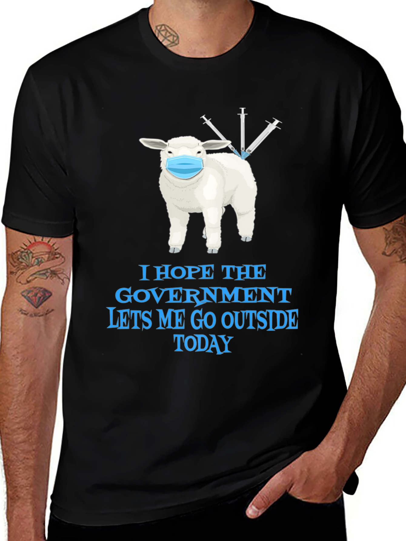 Variant 12 of Vaccinated Sheep T-Shirt - Let Me Go Outside