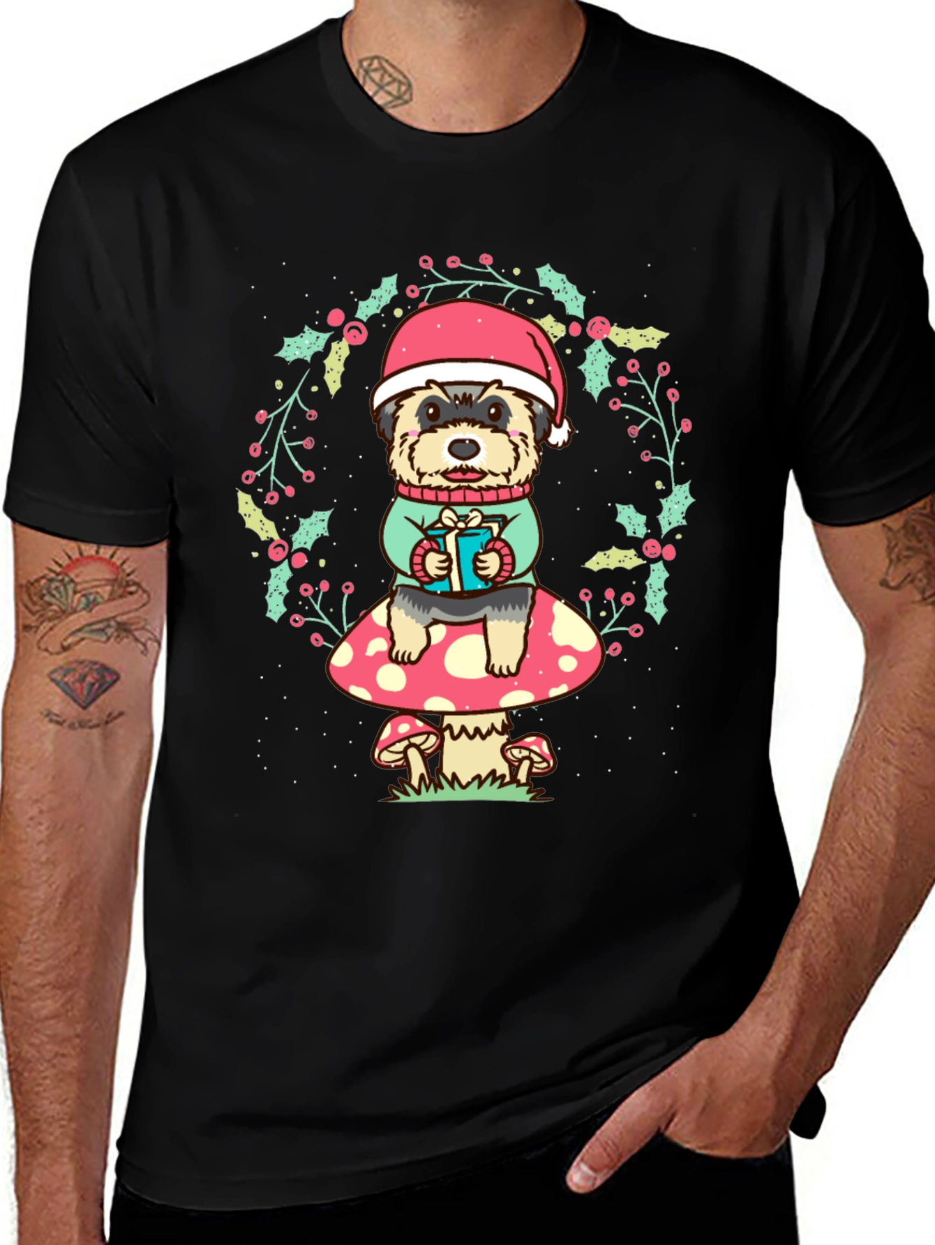 Variant 25 of Dog in Santa Hat Christmas T-Shirt