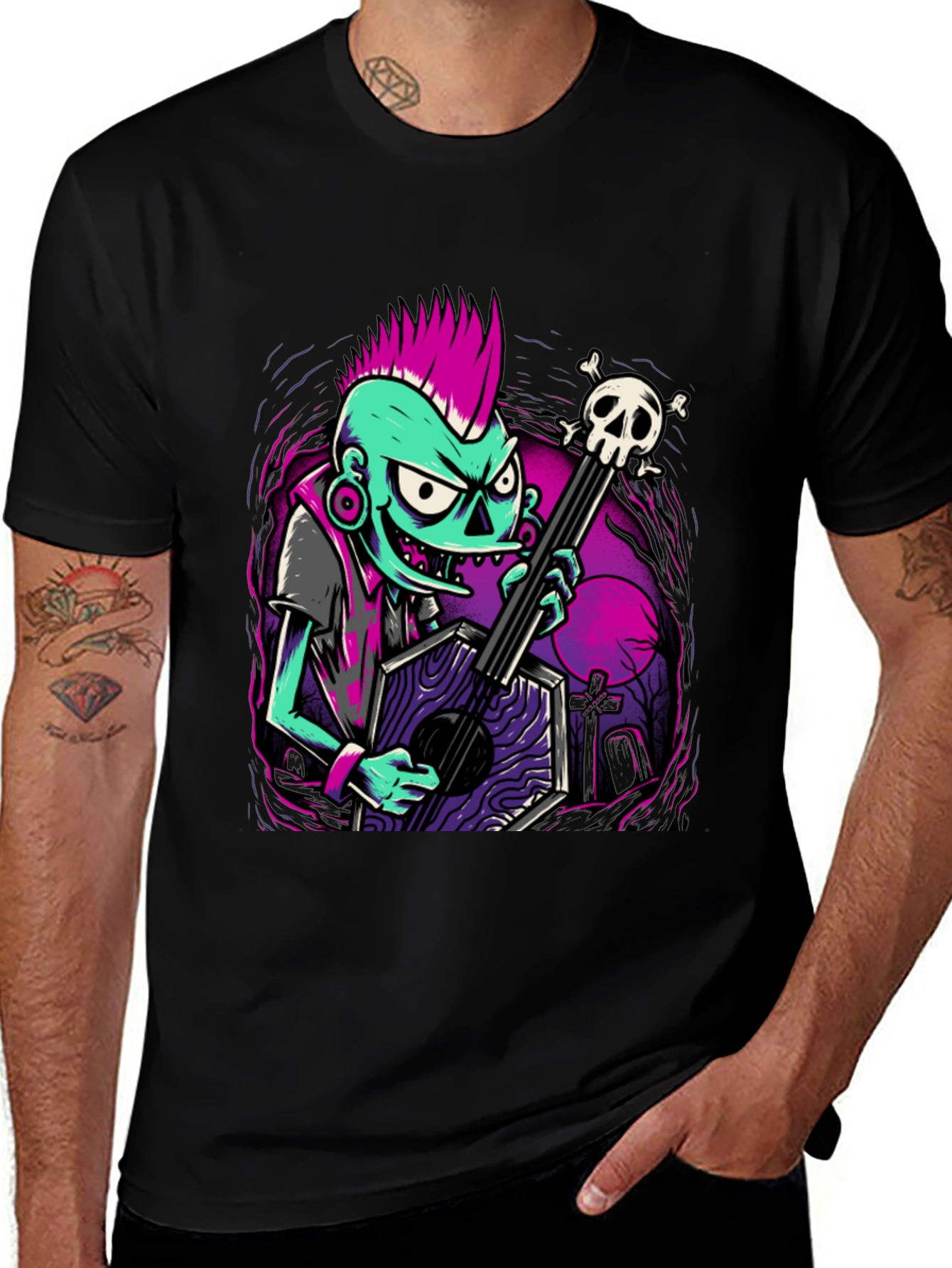 Variant 5 of Zombie Guitarist Graphic Tee - Punk Rock Style