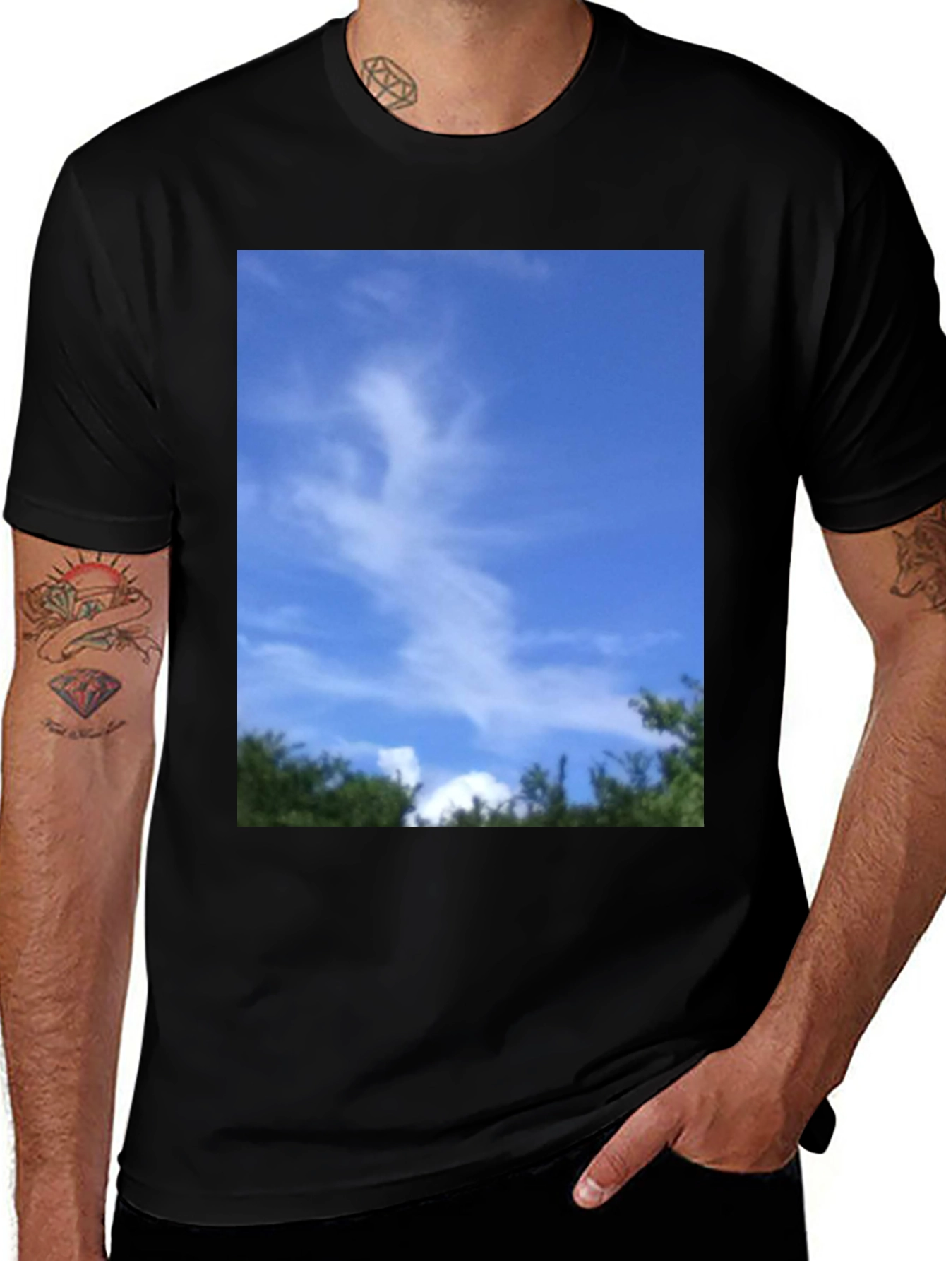Variant 13 of Sky Cloud Nature Graphic Tee - Black Unisex T-Shirt