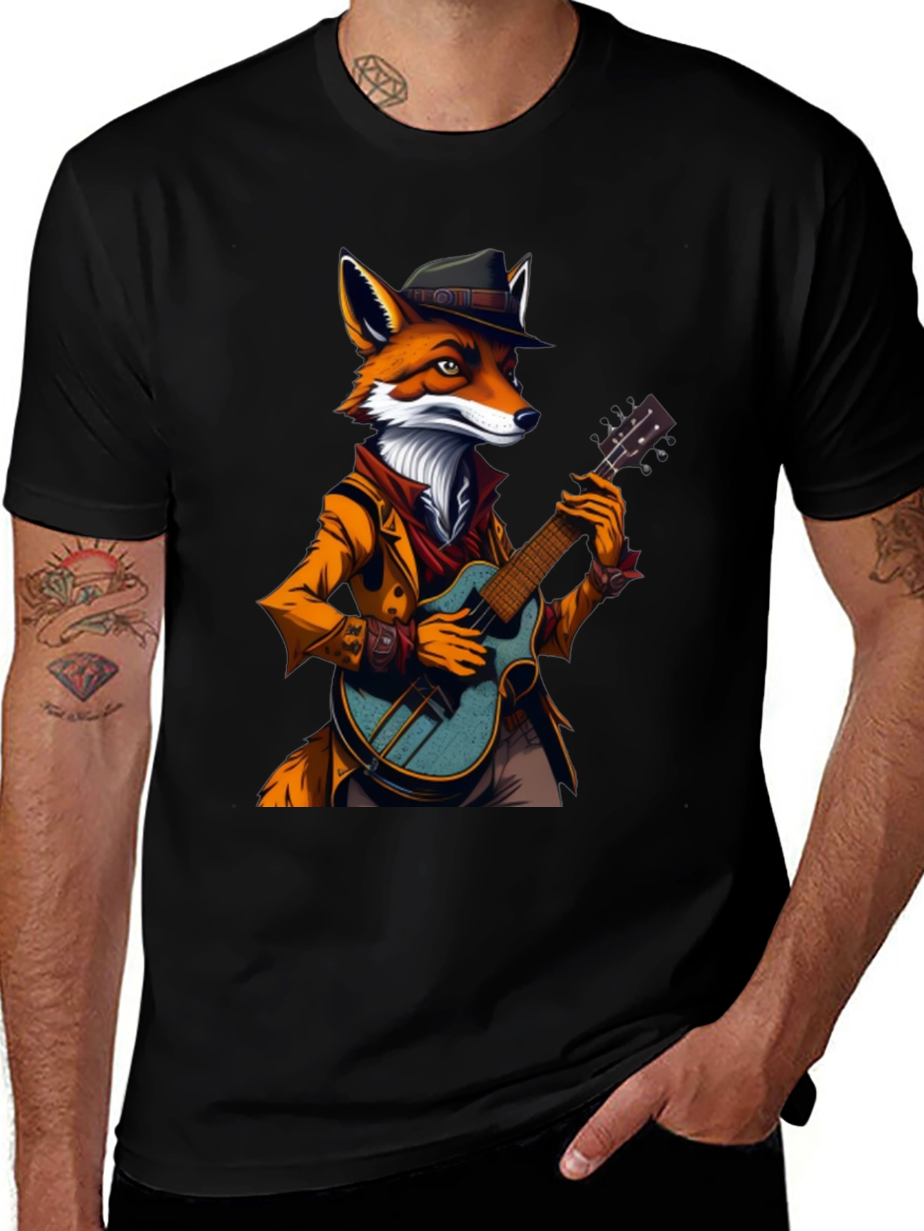 Variant 13 of Fox Musician Graphic Tee - Cool Animal Shirt