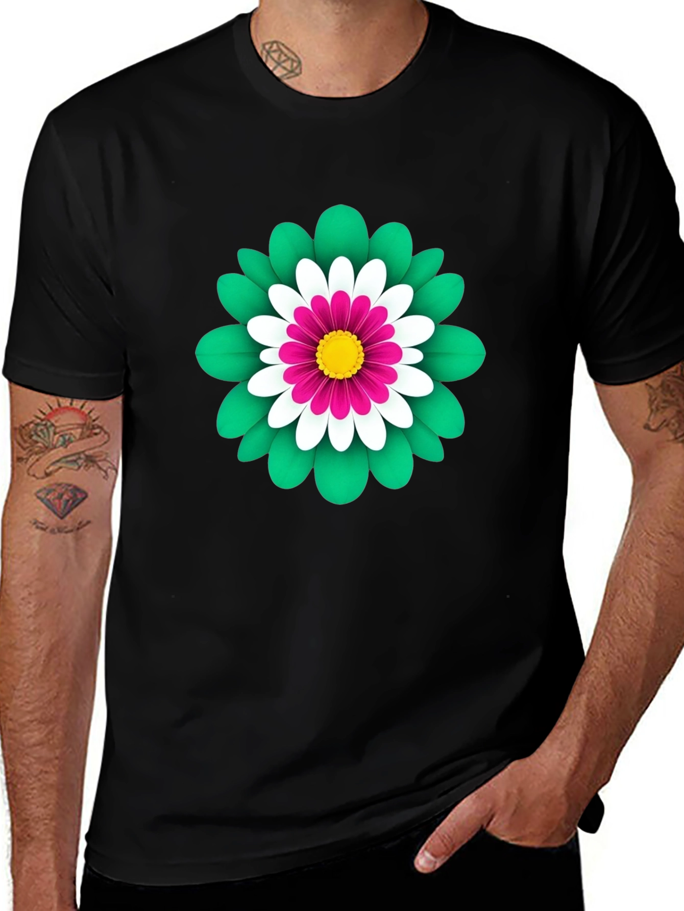 Variant 27 of Floral Graphic Print Tee - Soft Cotton Blend