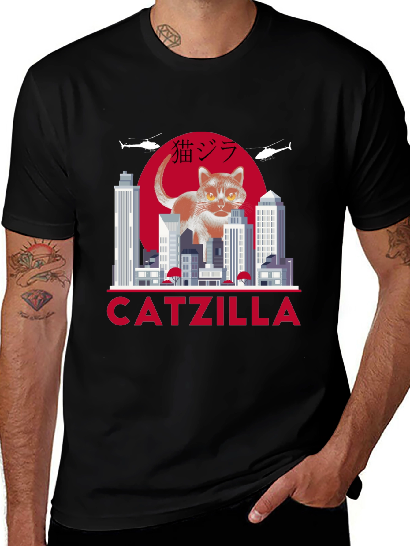 Catzilla Graphic T-Shirt - Urban Cat Monster Design