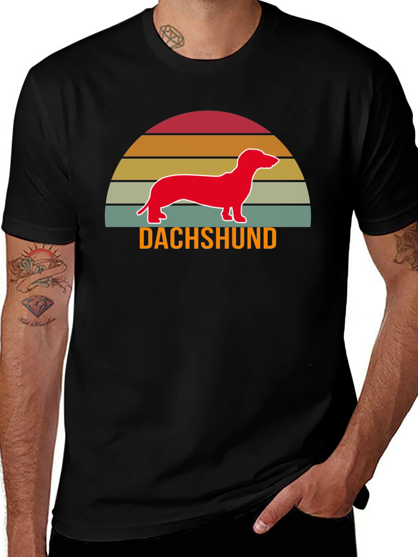 Retro Dachshund T-Shirt - Sunset Wiener Dog Tee