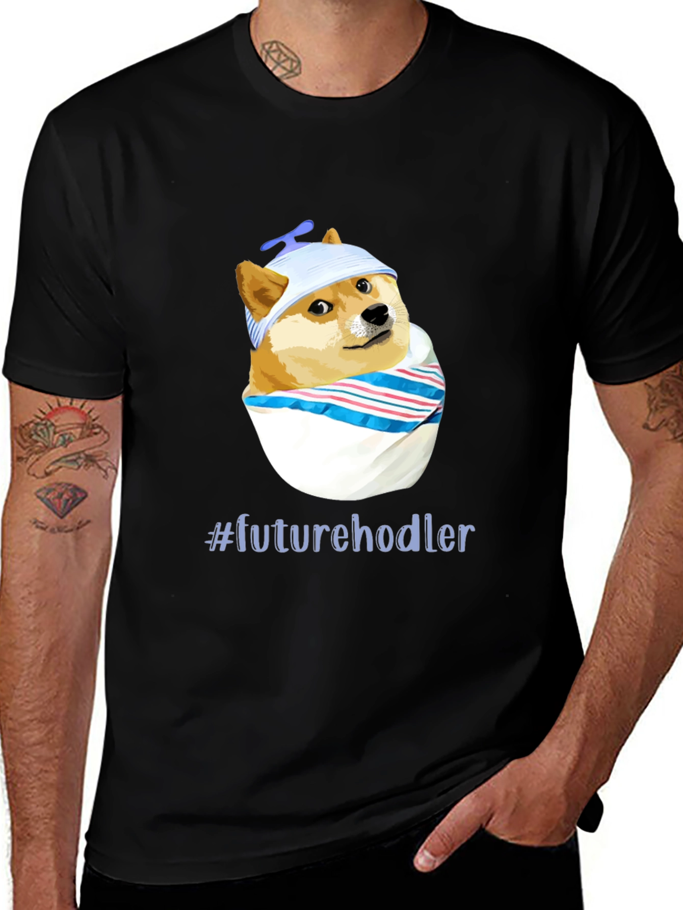 Future Hodler Doge T-Shirt - Black Cotton
