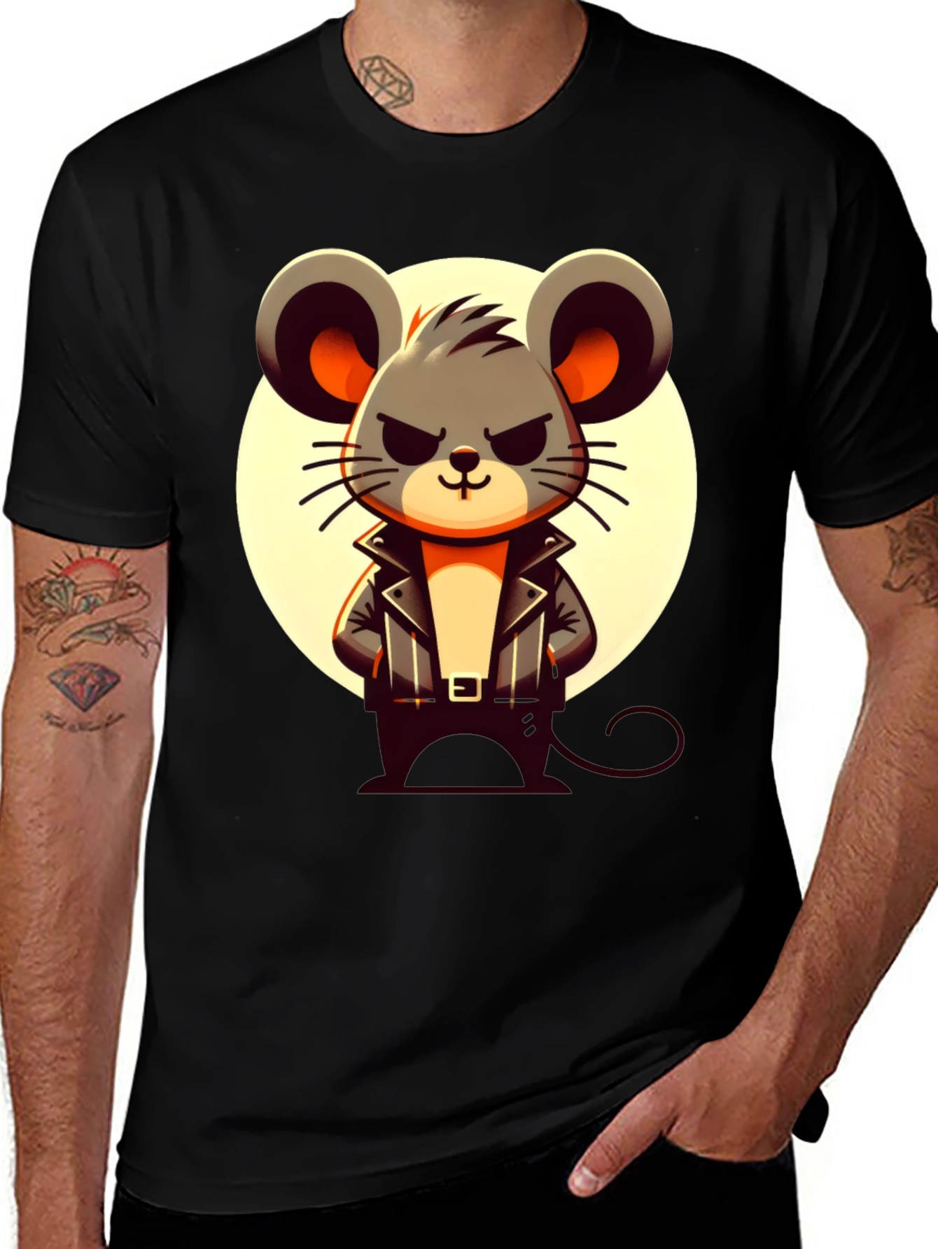 Variant 8 of Cool Mouse Graphic Tee - Black Crew Neck