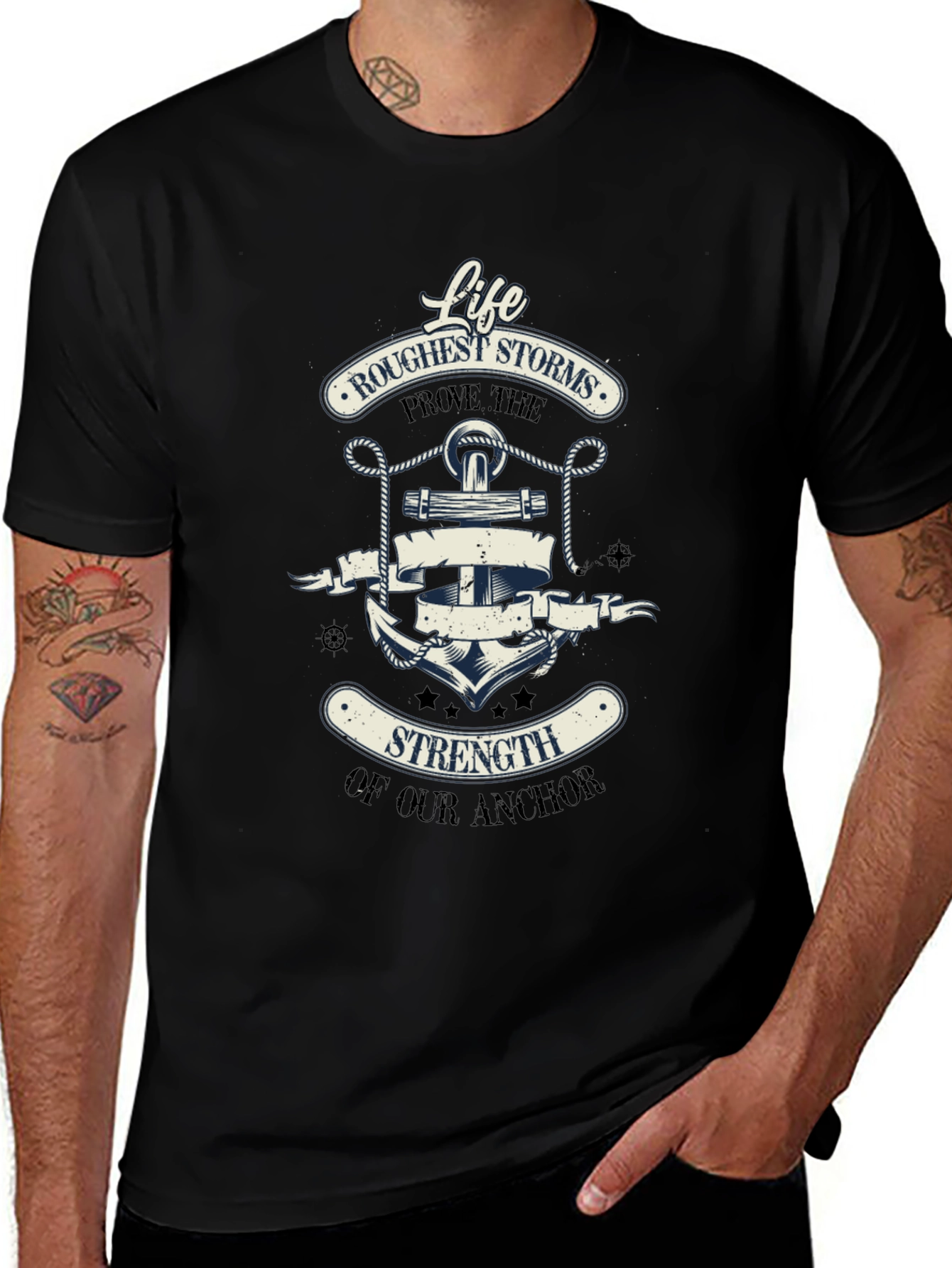 Nautical Anchor Graphic T-Shirt - Life's Roughest Storms