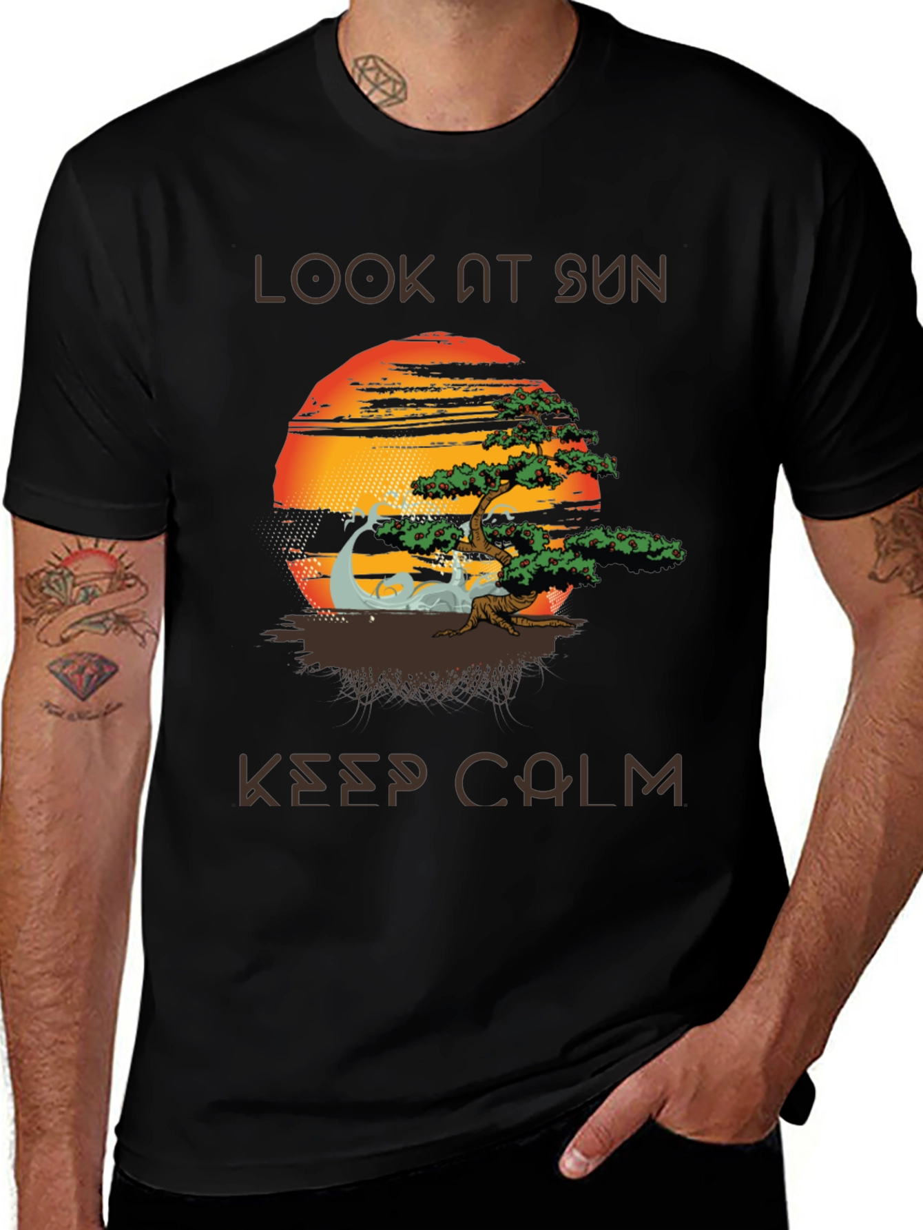 Variant 2 of Zen Sunset T-Shirt - Look At Sun, Keep Calm