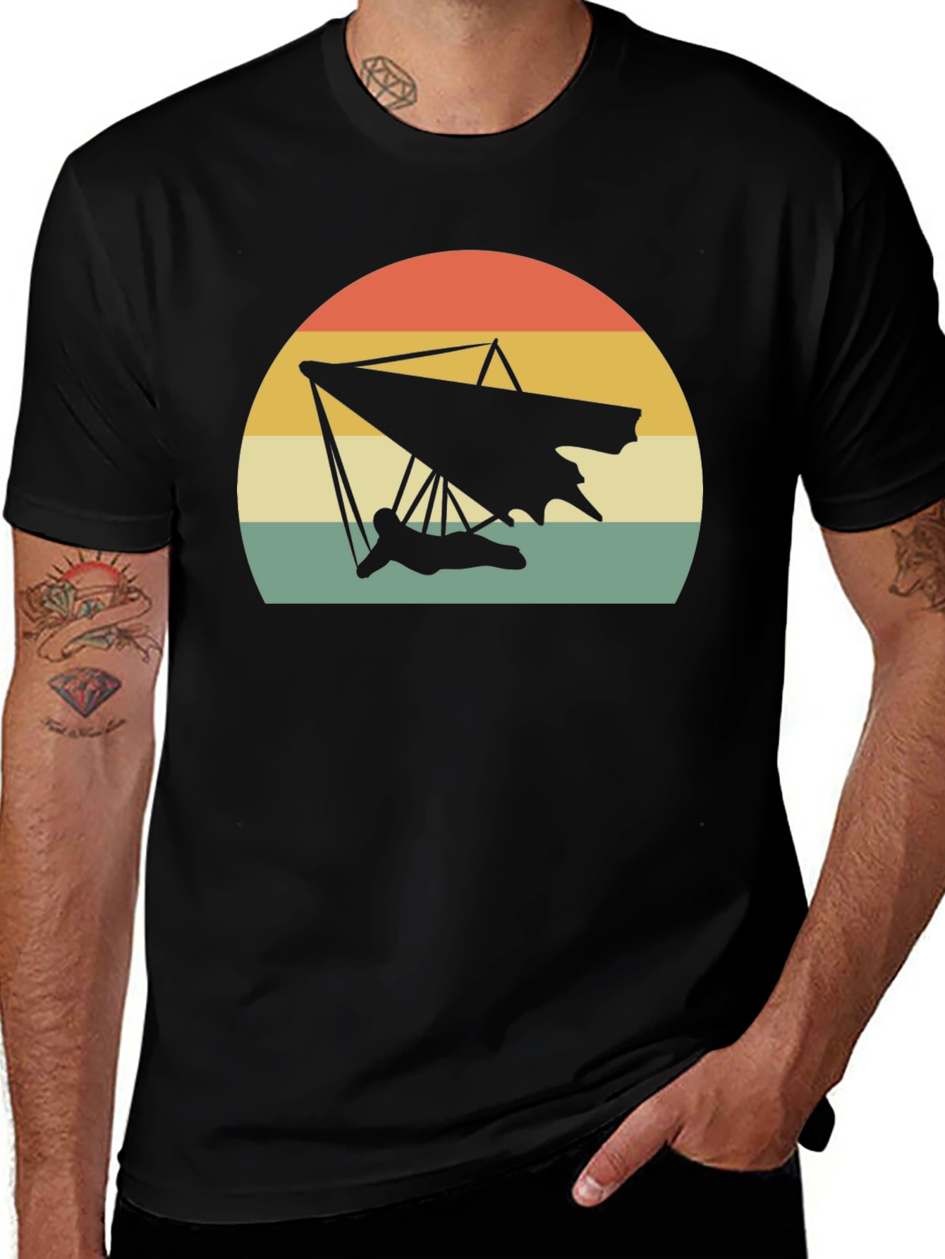 Variant 3 of Hang Gliding Sunset T-Shirt - Retro Style