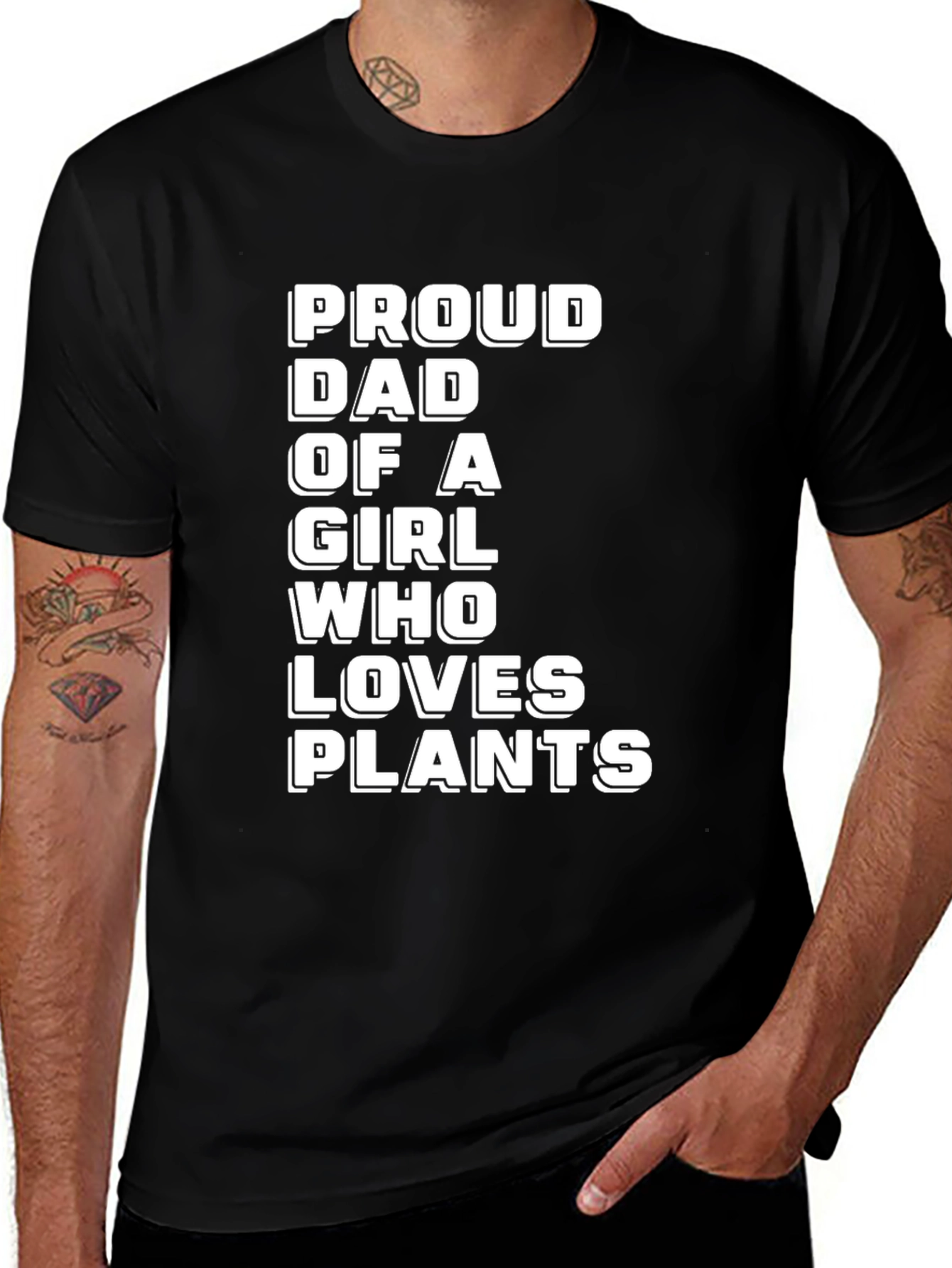 Variant 18 of Proud Dad of a Girl Who Loves Plants Black T-Shirt