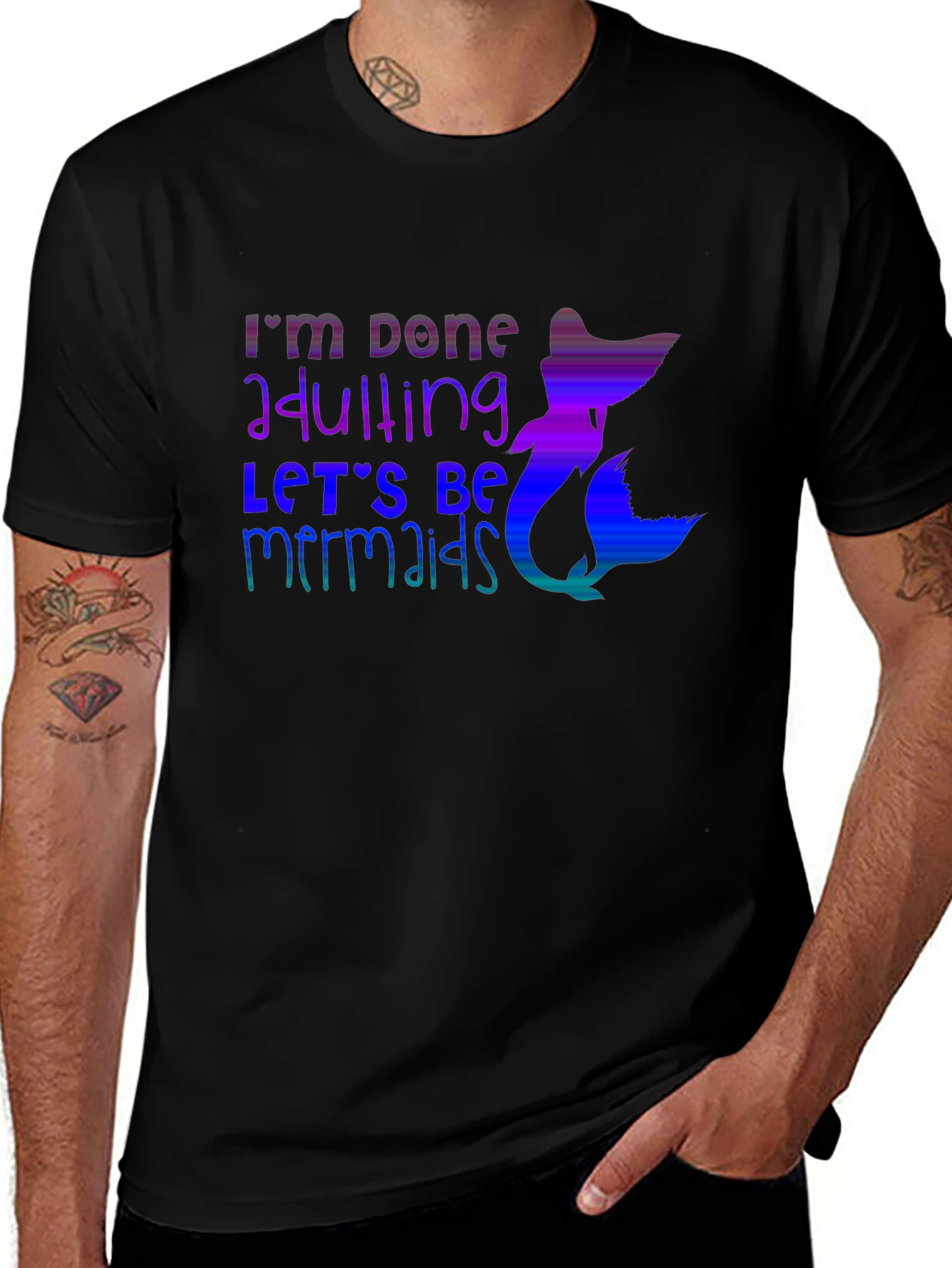 Variant 23 of I'm Done Adulting Mermaid Graphic Tee