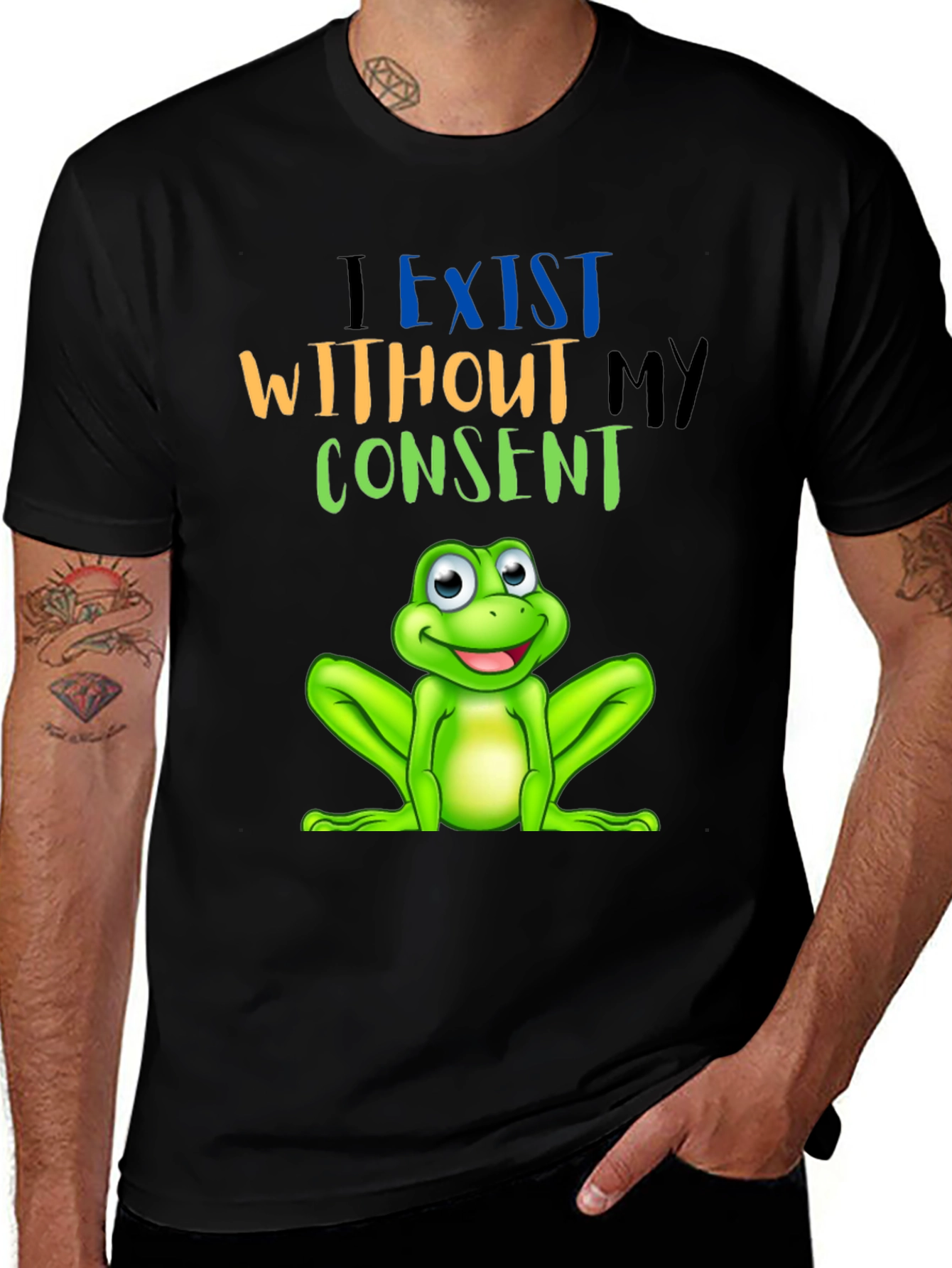 Variant 11 of Humorous Frog Graphic Tee - Exist Without My Consent