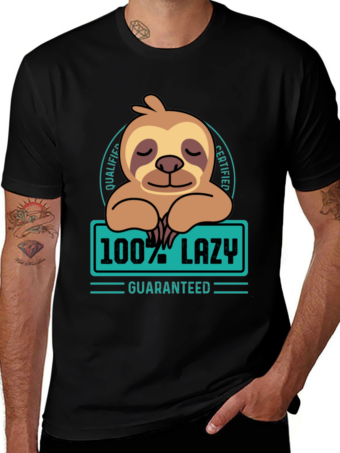 100% Lazy Sloth Graphic Tee