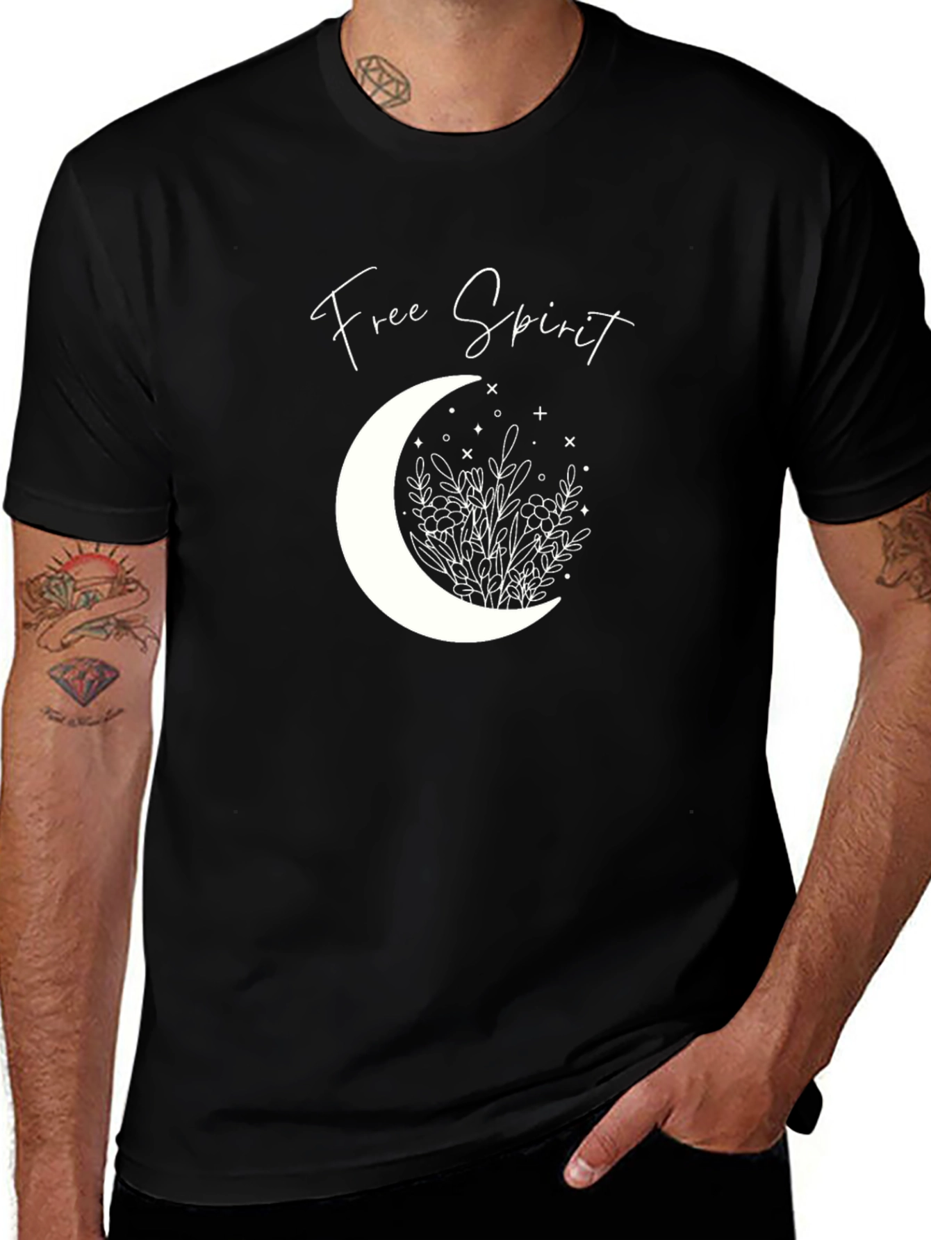 Variant 24 of Free Spirit Moon Graphic Tee - Unisex Black T-Shirt