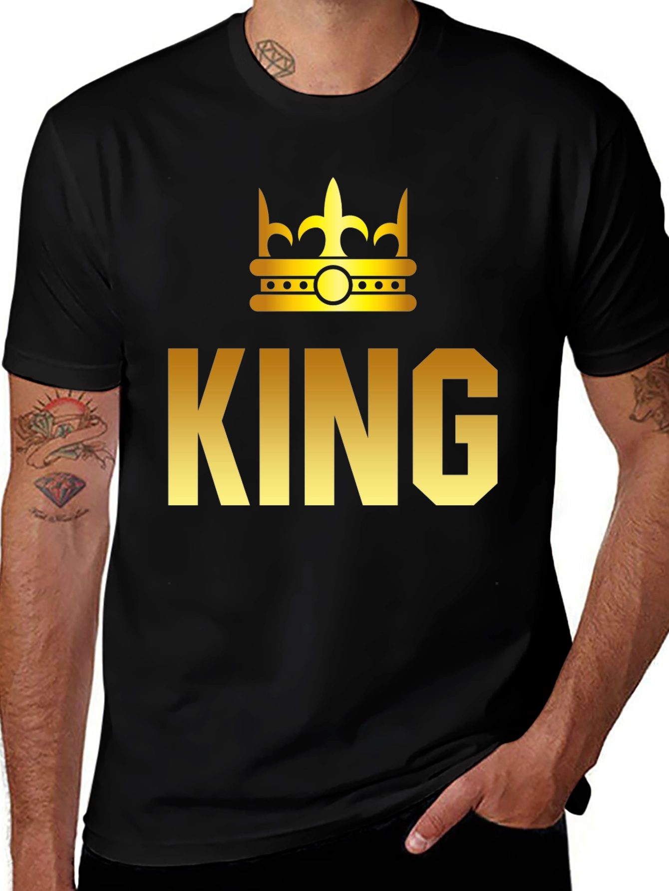 Variant 20 of King Graphic T-Shirt - Gold Crown Print