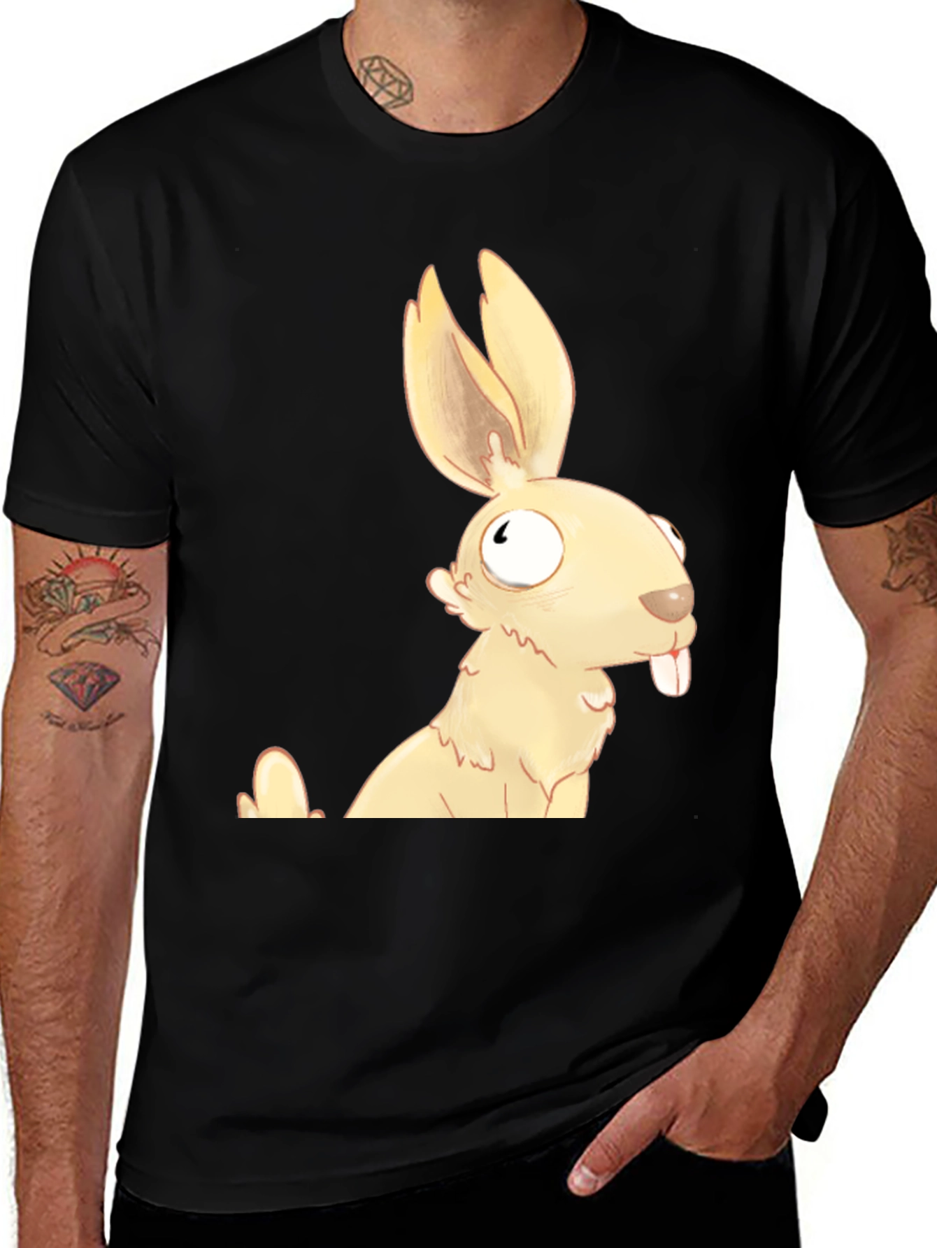 Variant 3 of Funny Cartoon Rabbit Graphic T-Shirt