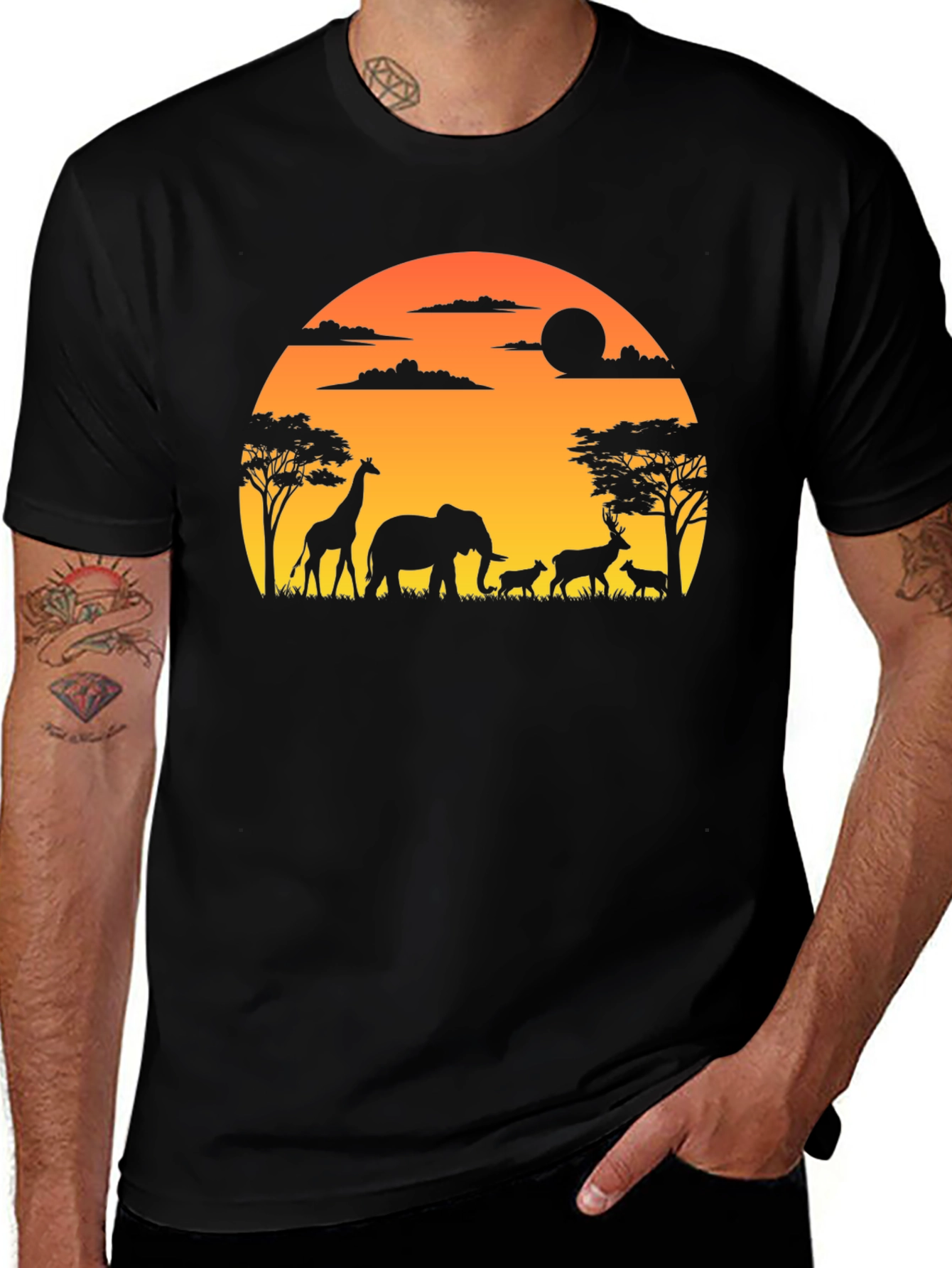 Variant 23 of Sunset Safari Silhouette Graphic Tee