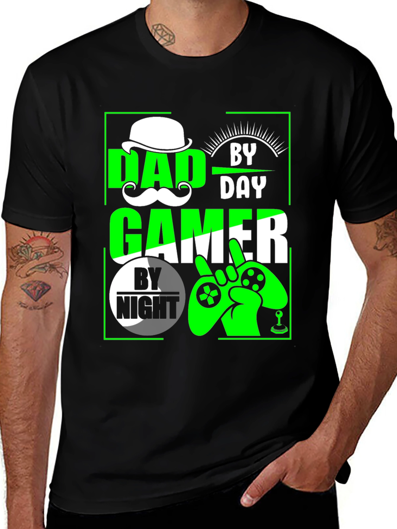 Variant 8 of Dad Gamer T-Shirt: By Day, By Night Graphic Tee