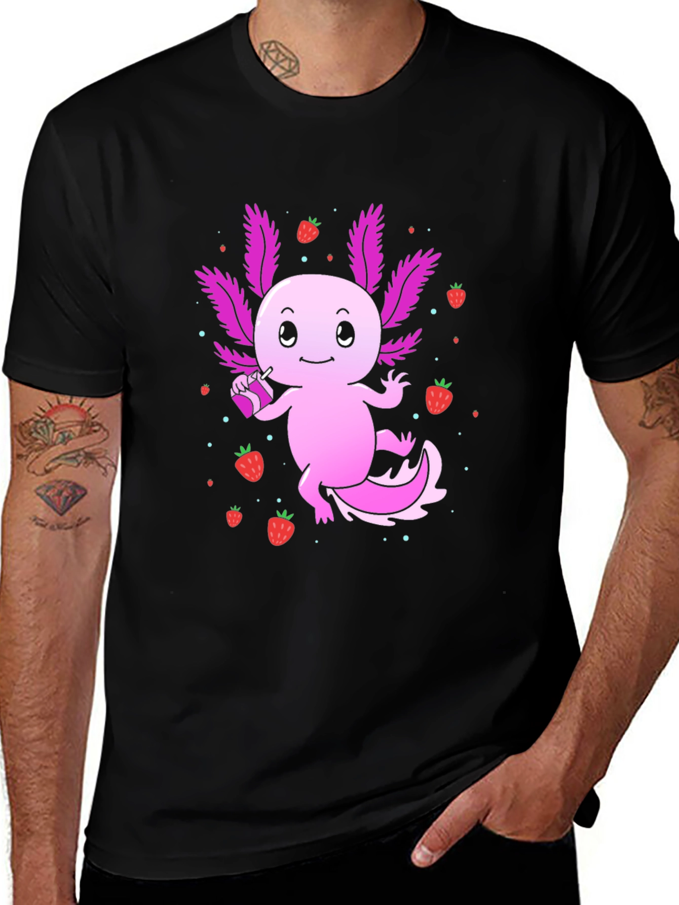 Variant 12 of Axolotl Strawberry Drink T-Shirt