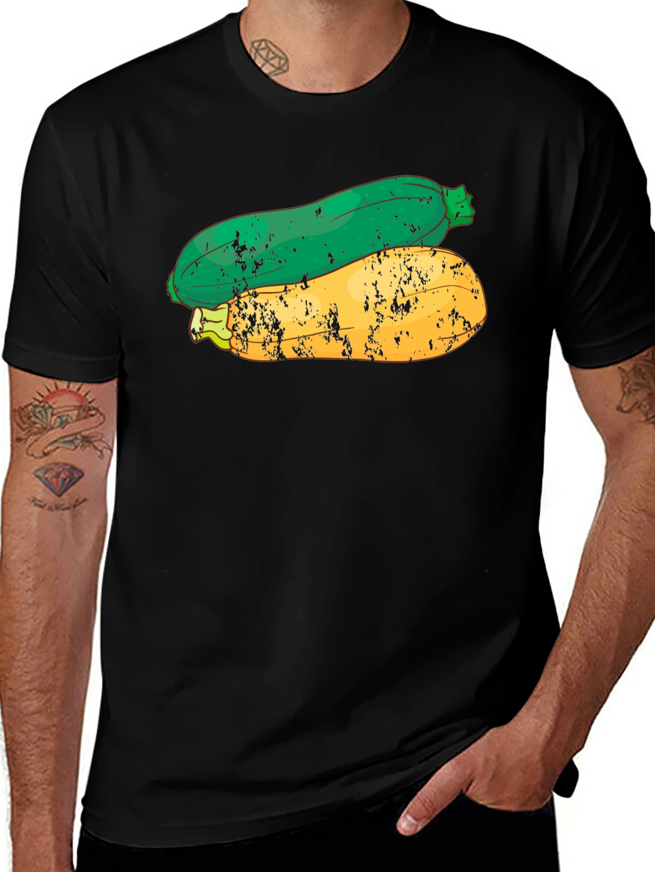 Variant 2 of Zucchini Stack Graphic Tee - Black Cotton T-Shirt