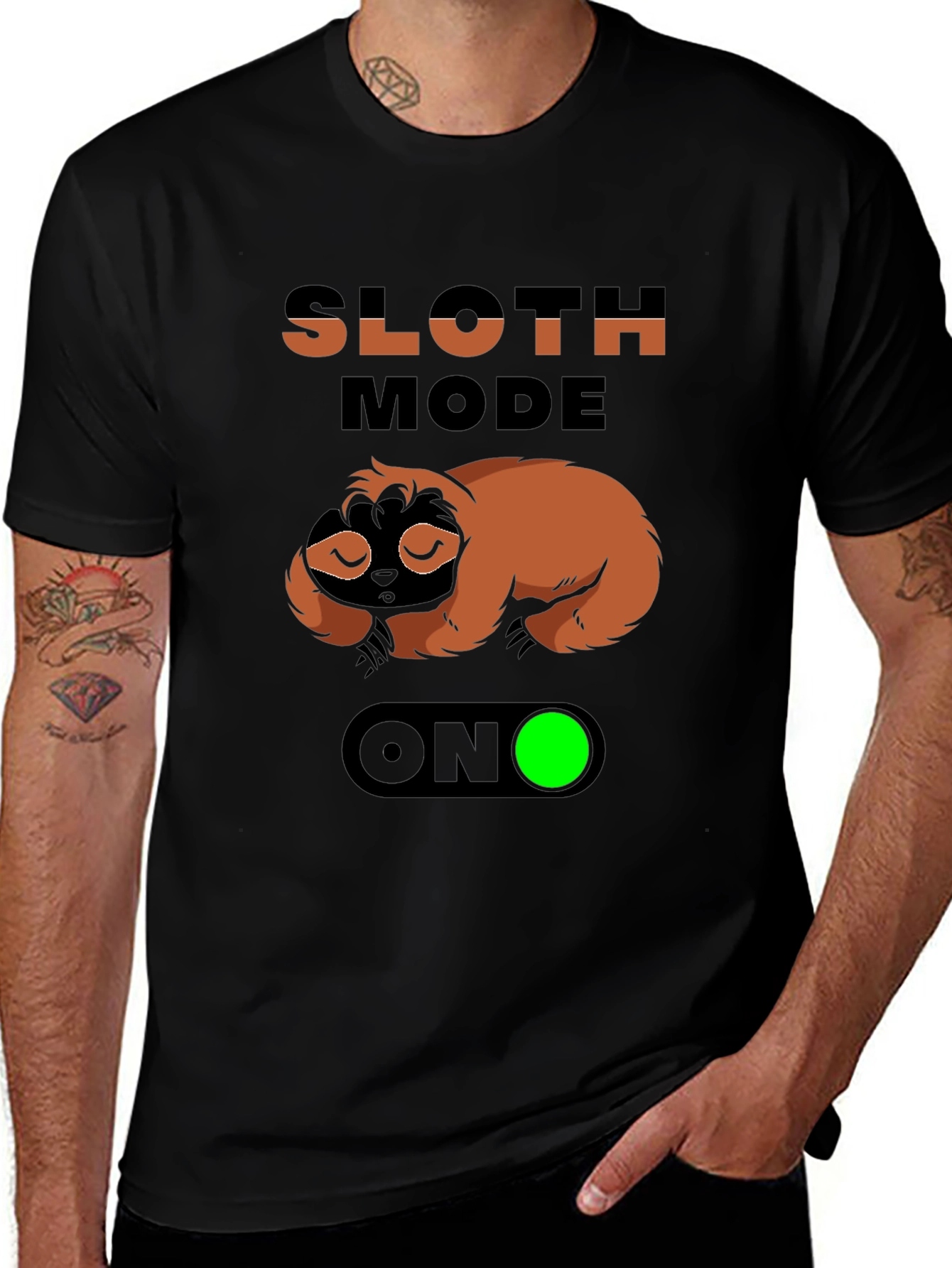 Variant 14 of Sloth Mode ON Graphic Tee - Relaxed & Funny