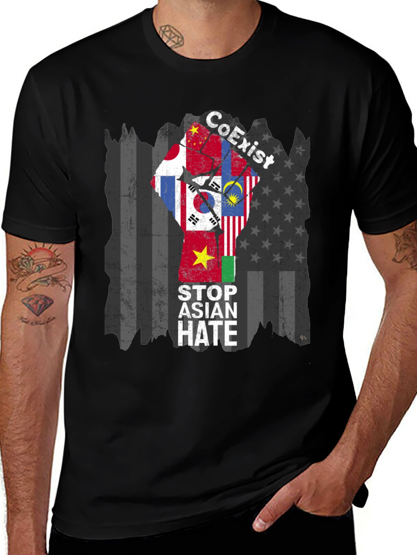 Variant 12 of Coexist Stop Asian Hate Graphic T-Shirt