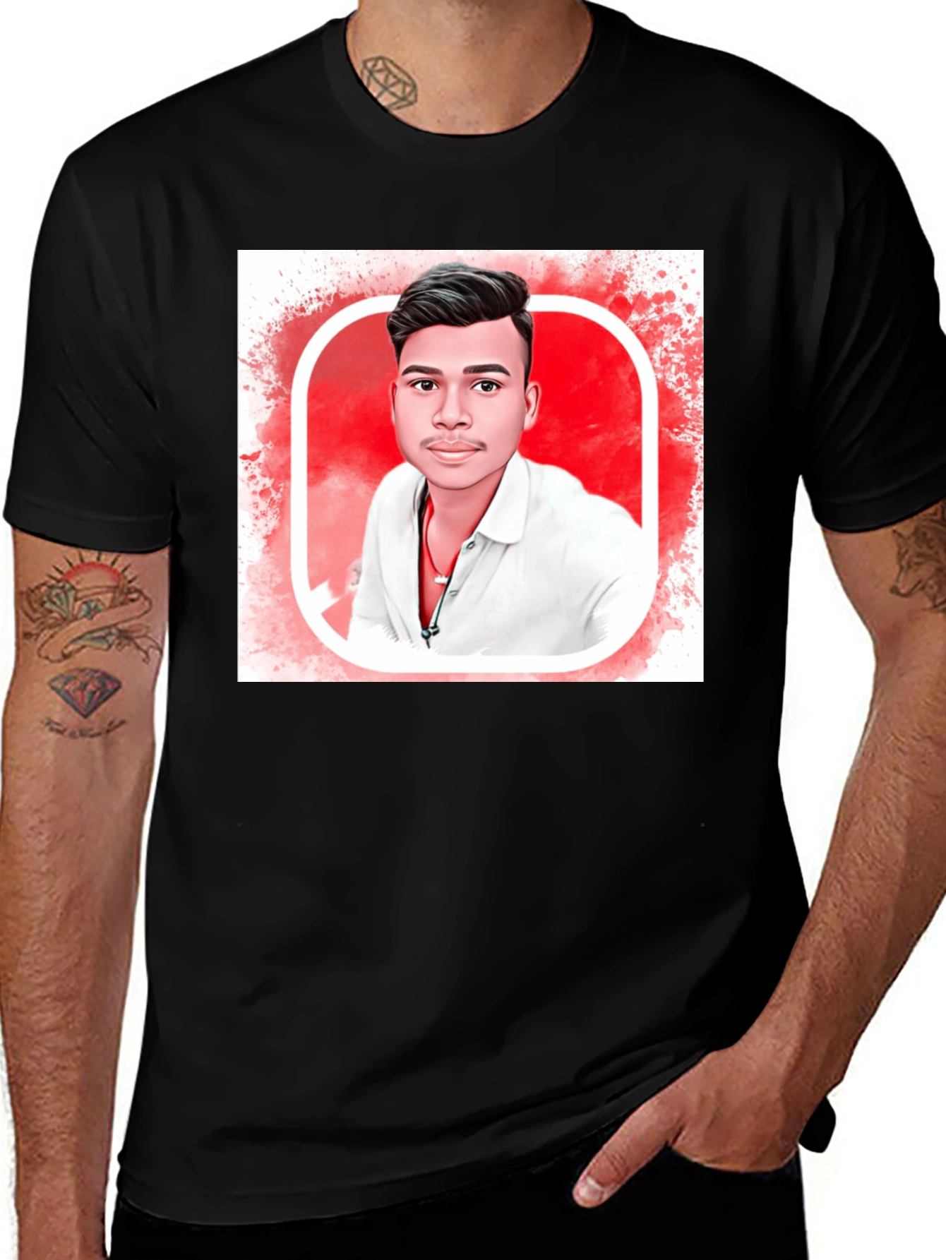 Variant 18 of Cartoon Portrait Black T-Shirt - Unique Style