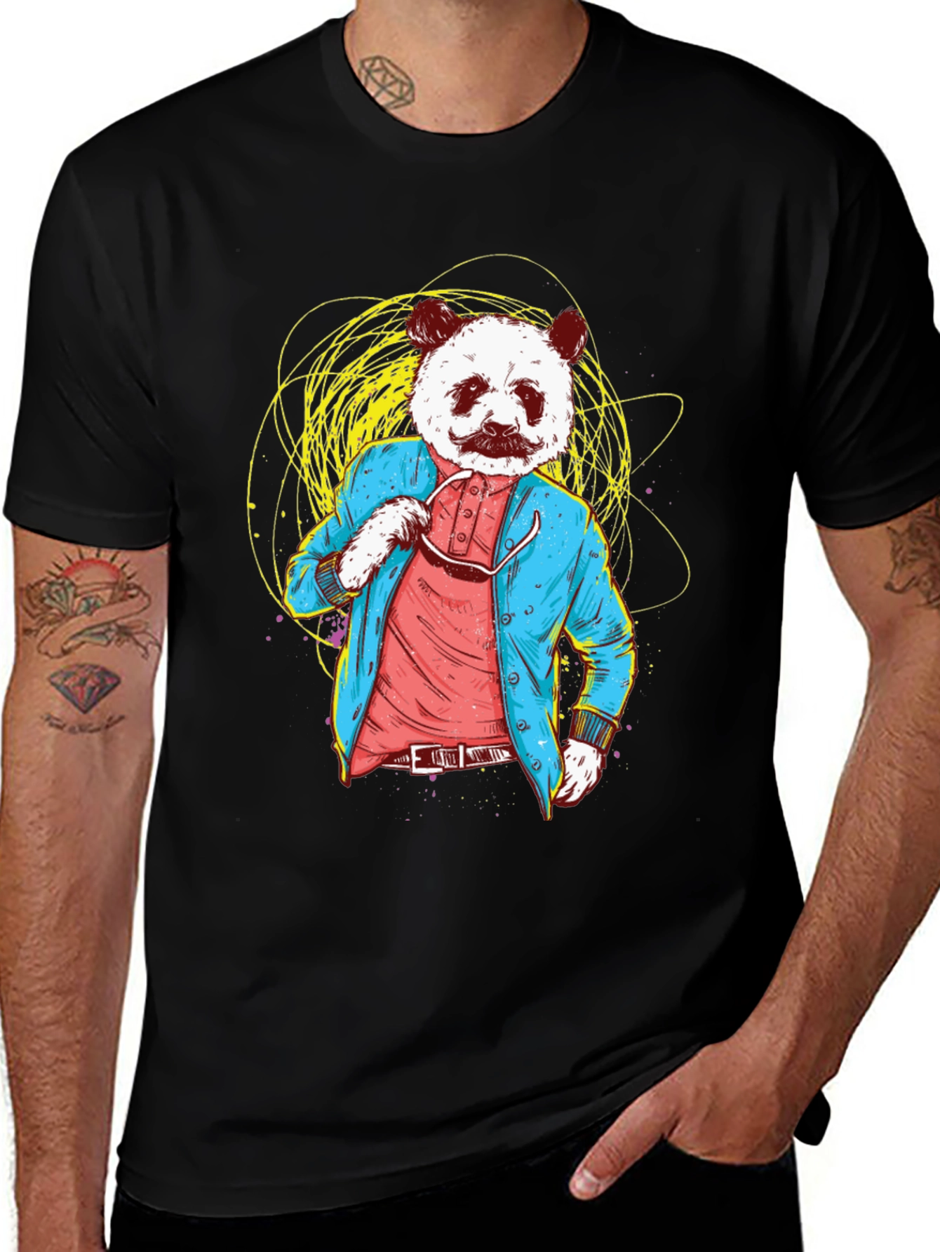 Variant 13 of Panda Gentleman Graphic Tee - Cool Animal Design
