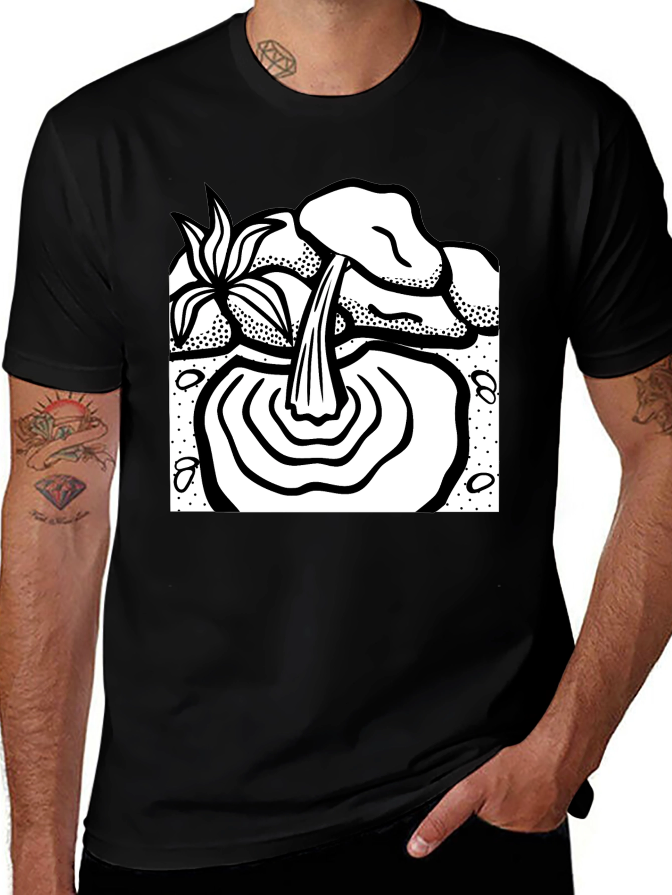 Variant 15 of Black T-Shirt with Waterfall Graphic