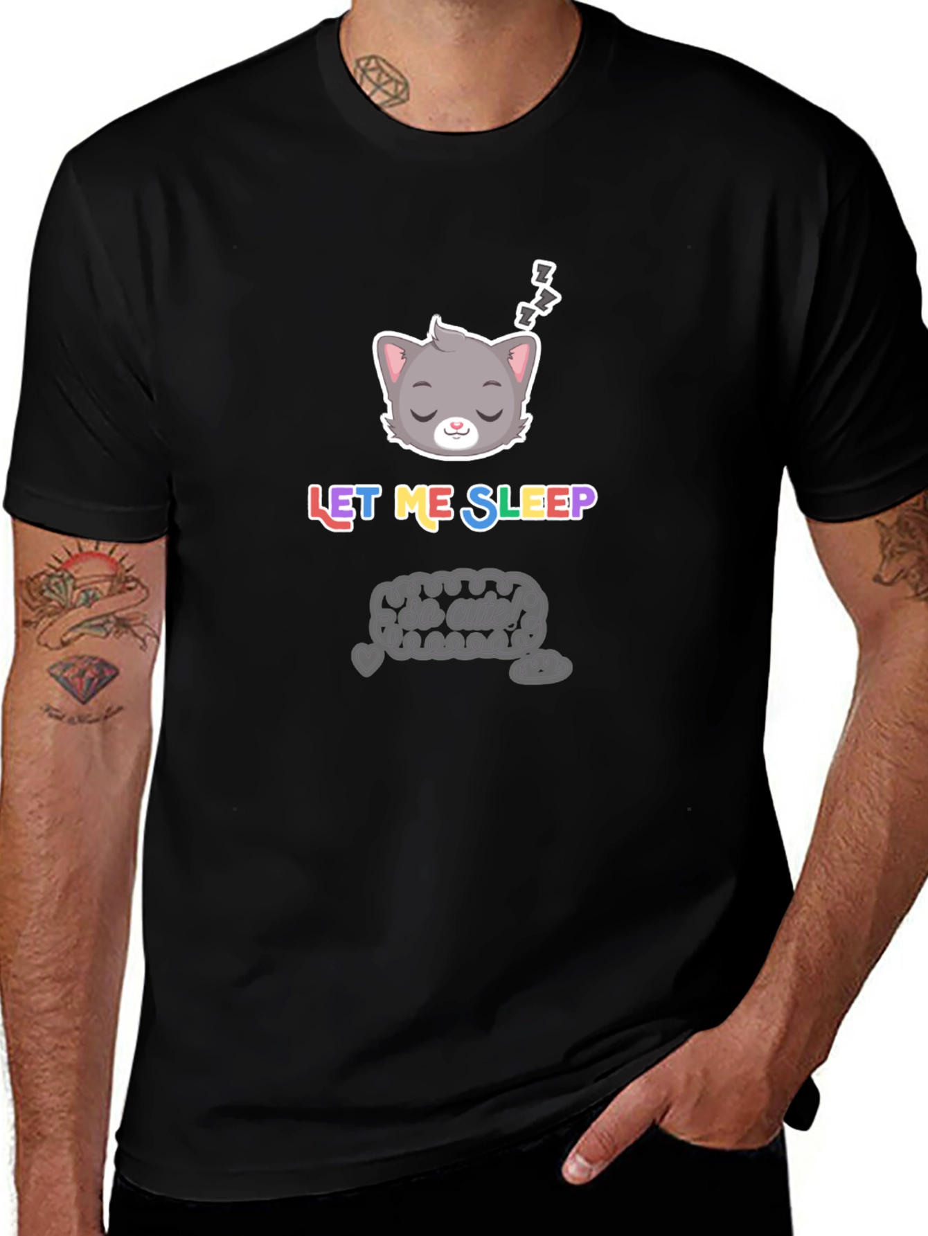 Variant 22 of Cute Cat Sleeping T-Shirt - Unisex Black Tee