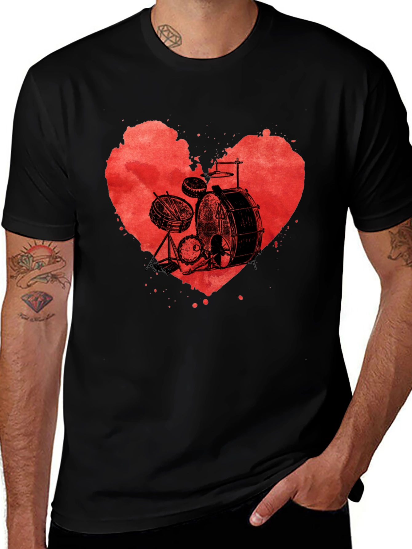 Variant 26 of Drum Heartbeat Graphic Tee - Music Lover T-Shirt