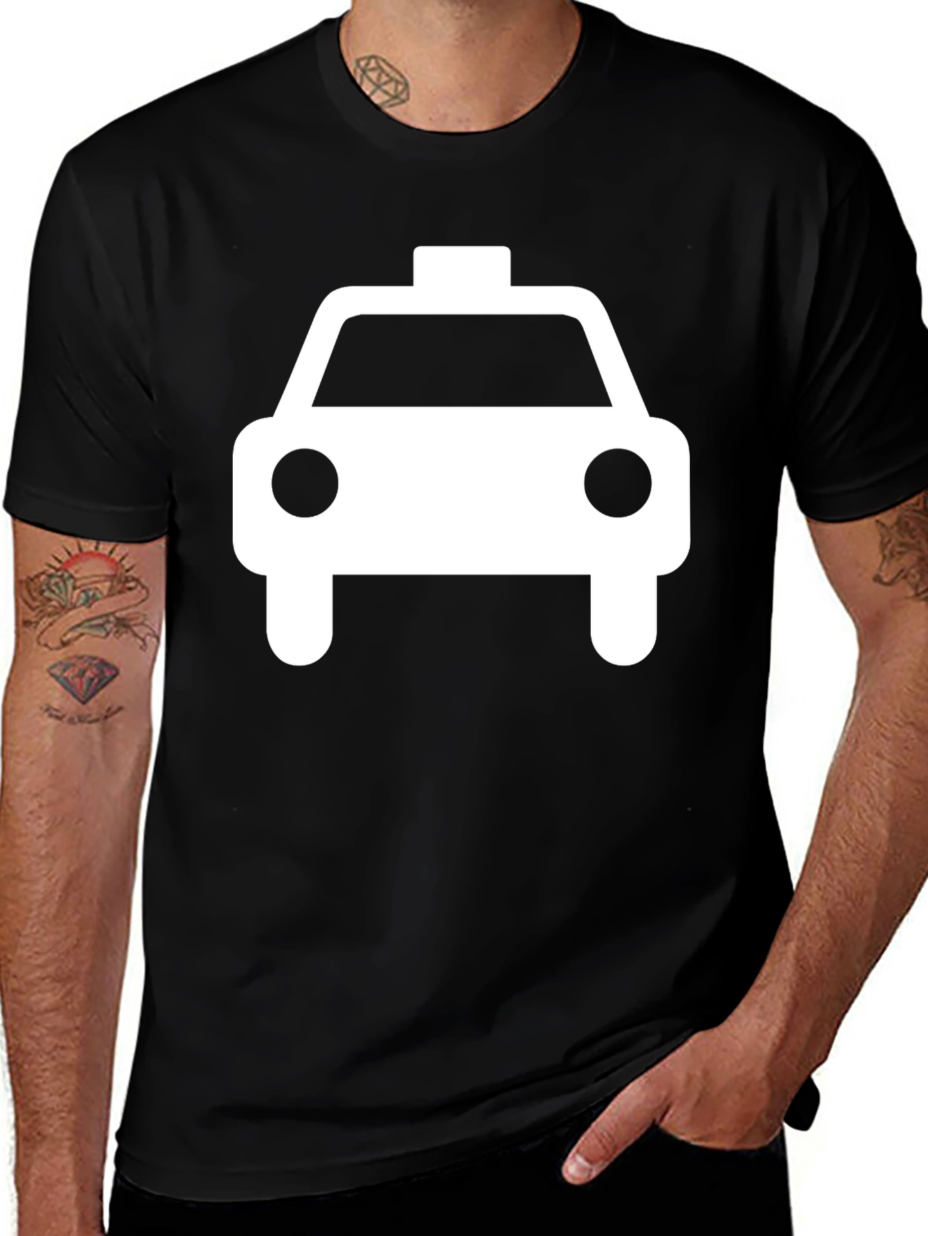 Variant 29 of Taxi Graphic T-Shirt - Black Crew Neck Tee