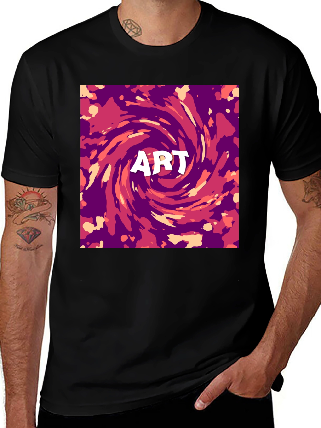Black Abstract Art Swirl Graphic Print T-Shirt main image