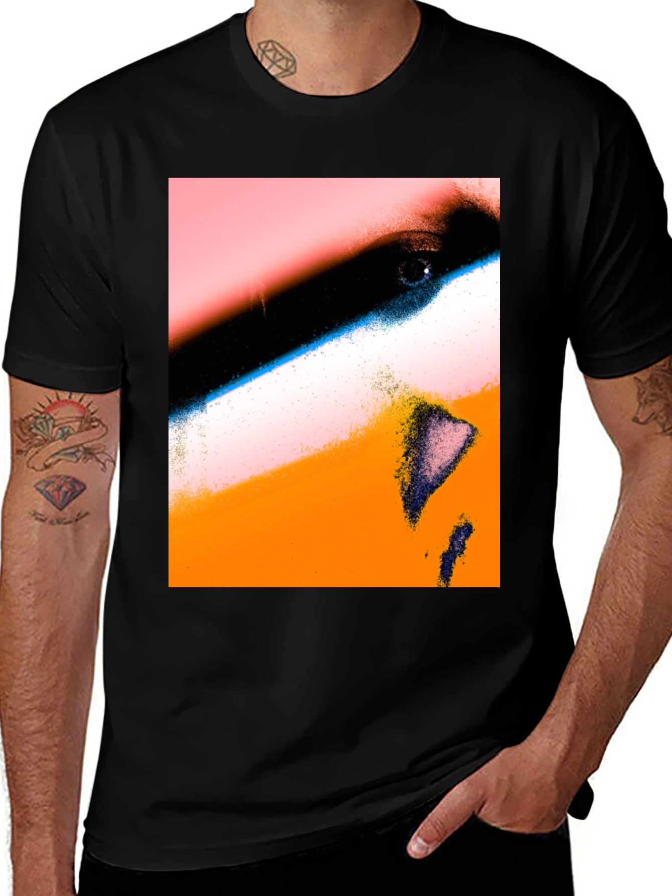 Variant 23 of Abstract Face Print Black T-Shirt