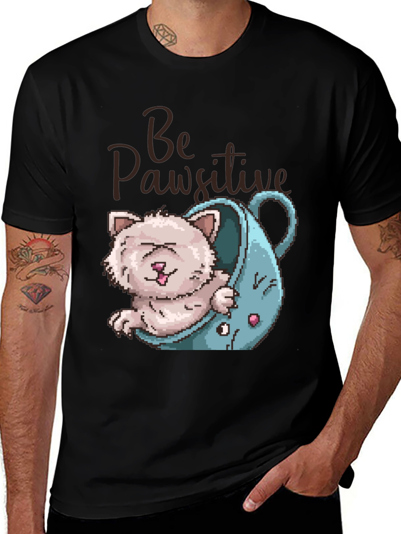 Variant 5 of Be Pawsitive Cat Lover T-Shirt