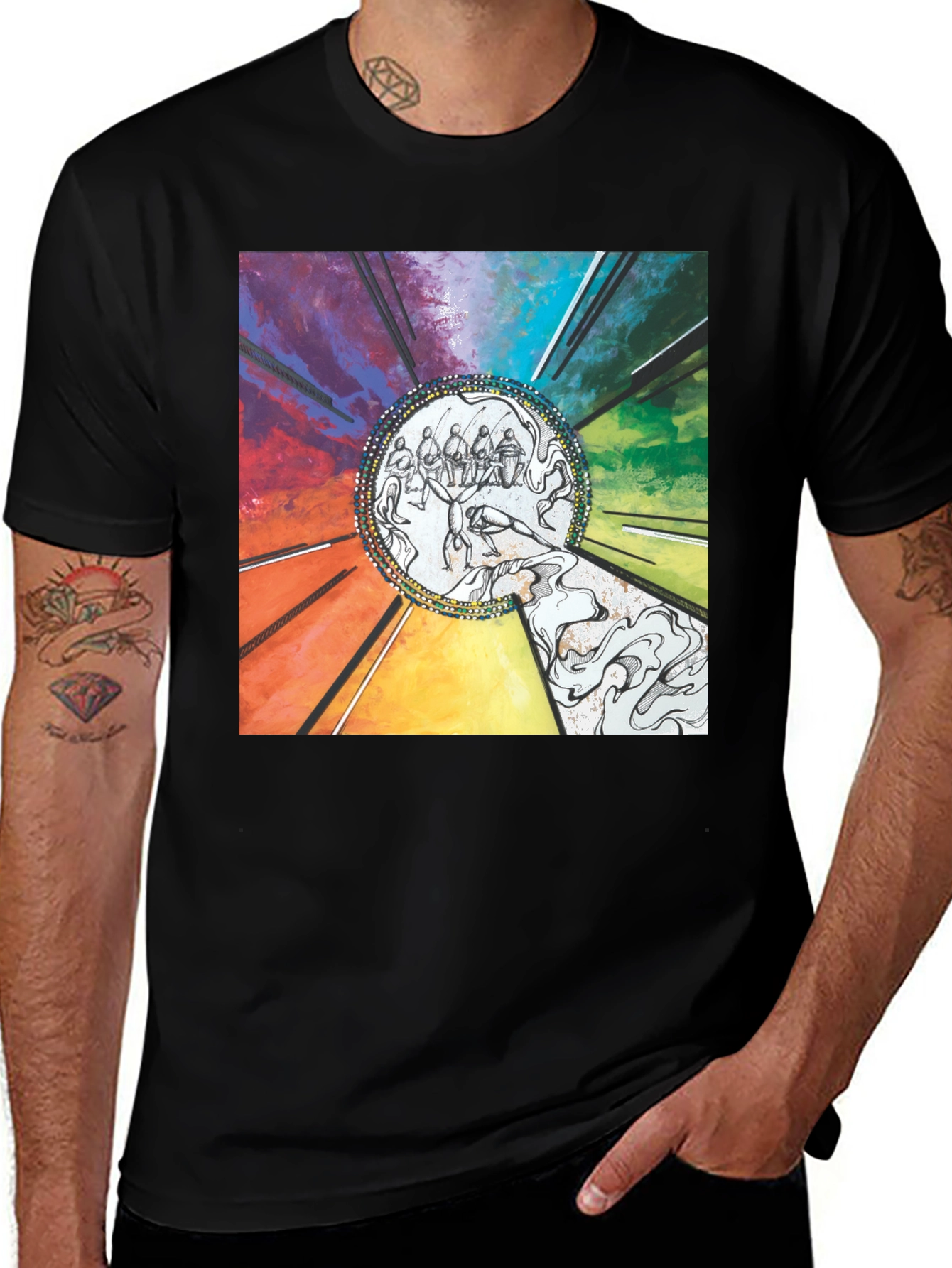 Variant 9 of Colorful Graphic Print Black T-Shirt