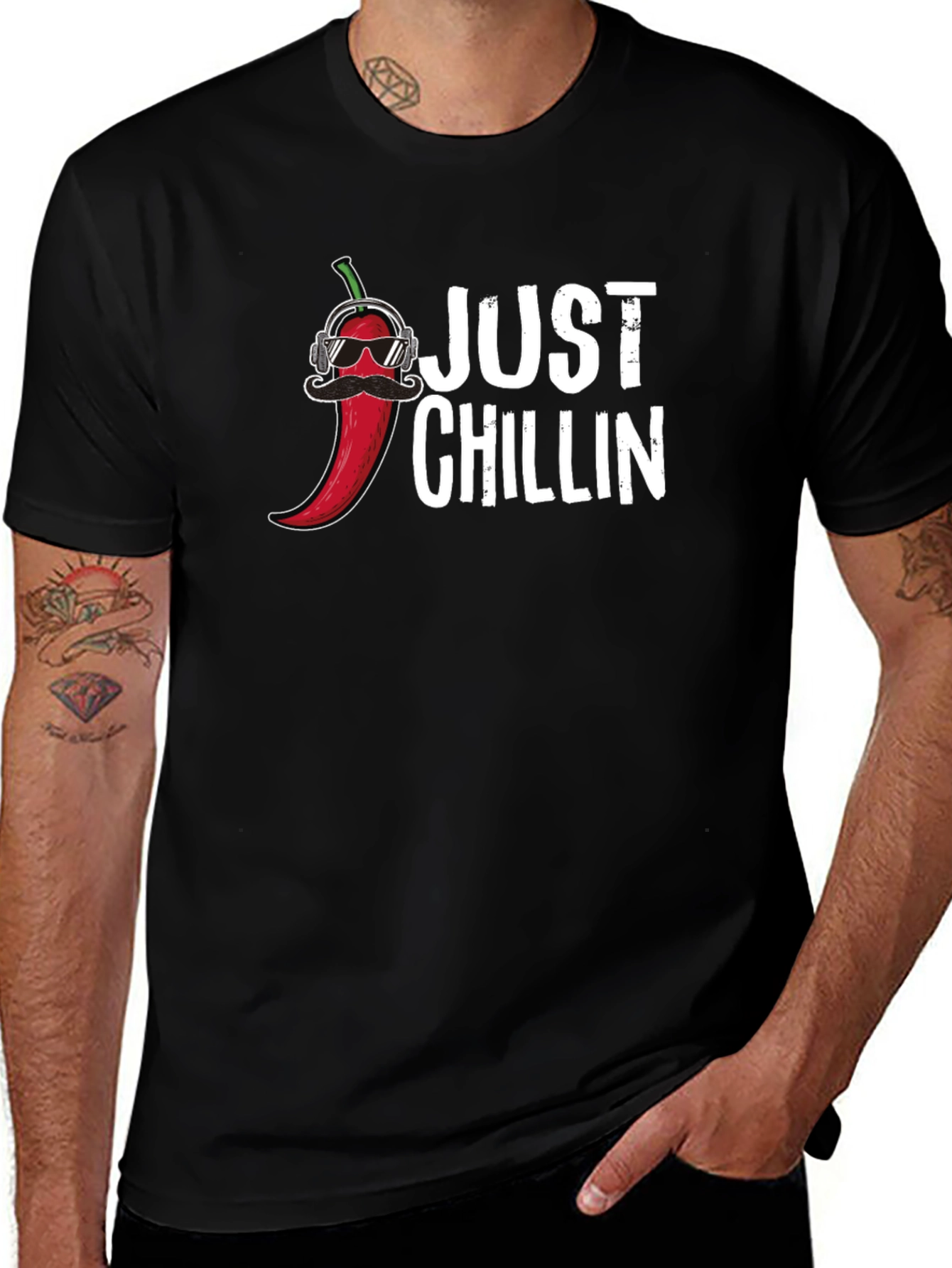 Variant 17 of Just Chillin' T-Shirt - Red Pepper Graphic Tee - Relaxed Fit