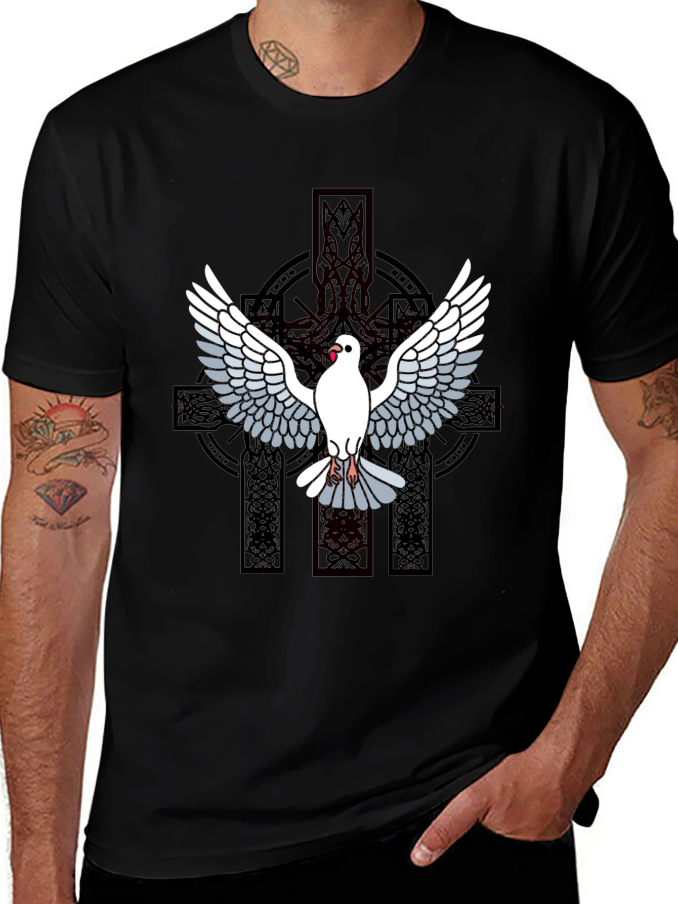 Variant 23 of Dove & Celtic Cross Graphic T-Shirt
