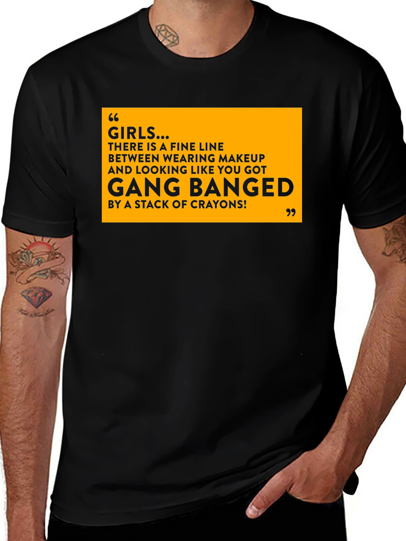 Variant 12 of Funny Girls Makeup T-Shirt - Gang Bang Crayons Joke