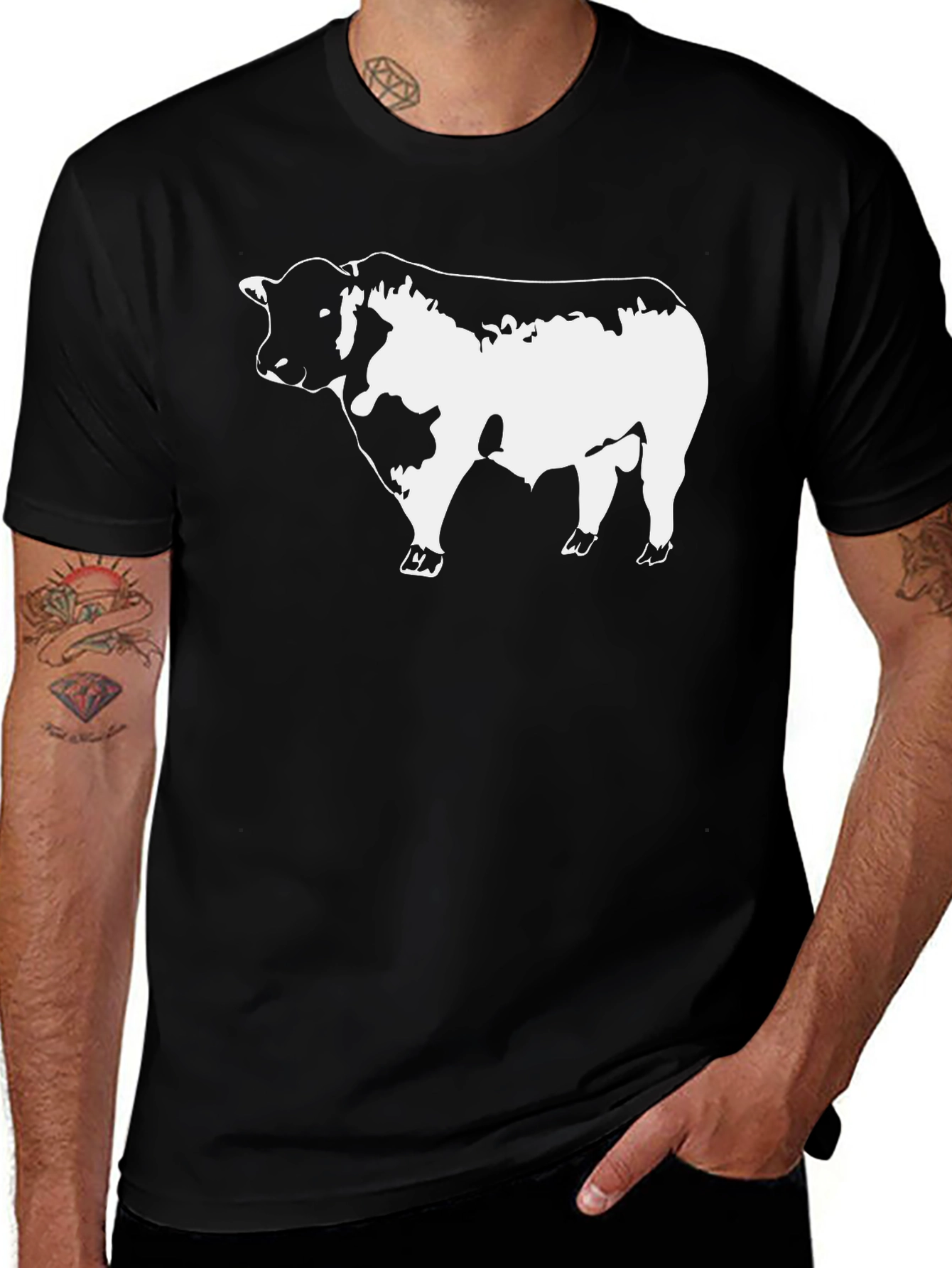 Variant 7 of Black Bull Graphic Tee - Bold Animal Print T-Shirt