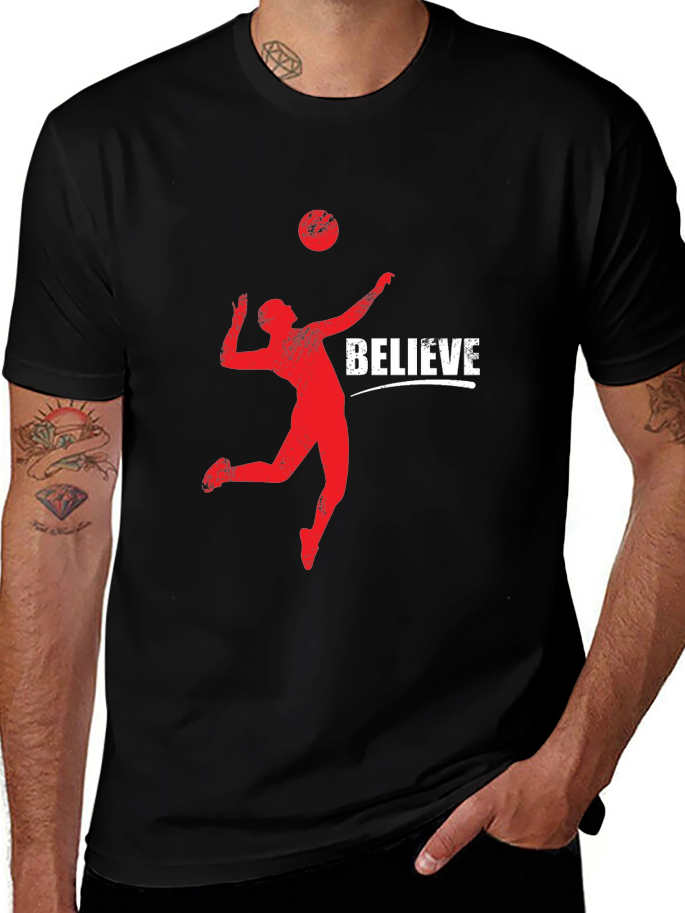 Variant 6 of Believe Volleyball Graphic Tee - Black Cotton T-Shirt